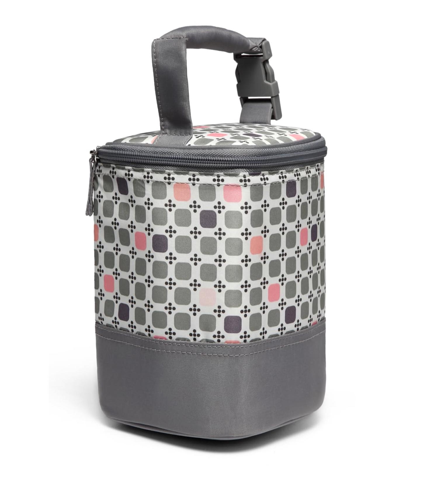 LCY Insulated Baby Bottle Cooler Bag | Holds 4 Bottles | Grey & Pink Dots - Buy Online on GoSupps.com