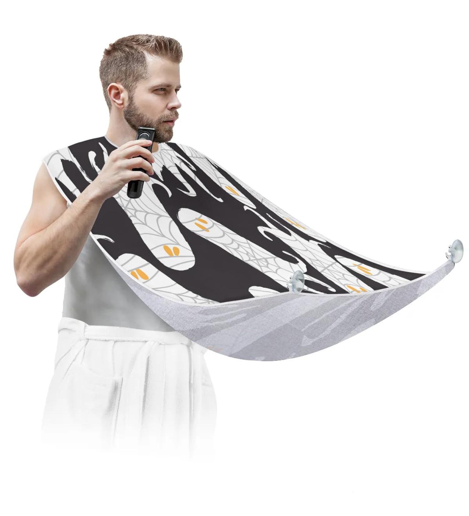 Beard Bib Apron | Non-Stick Waterproof Hair Catcher for Men - Perfect for Shaving & Grooming | Halloween Spectre Design - Buy Online on GoSupps.com