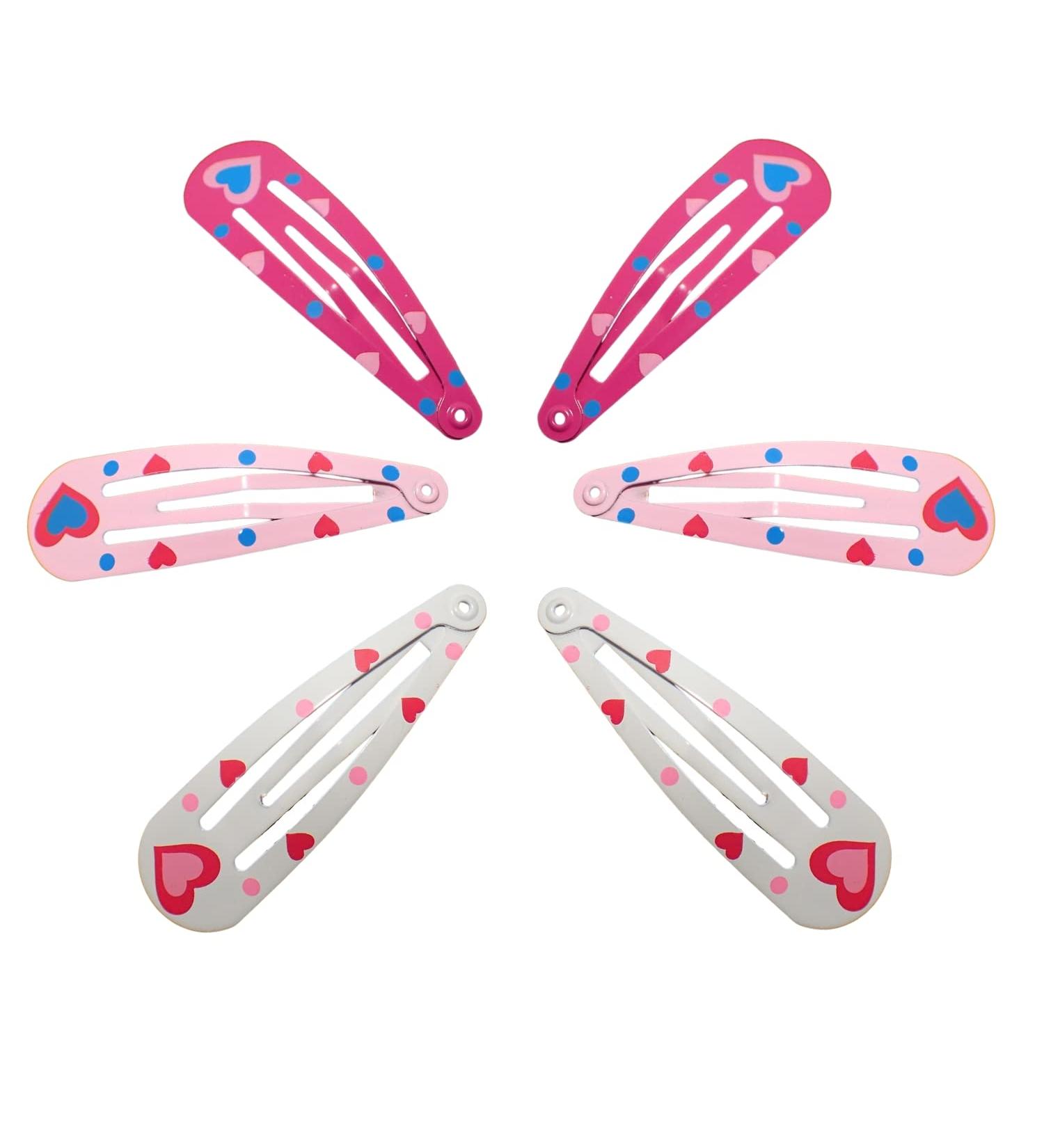 Topkids Accessories Pattern Hair Snap Hair Clips Toddler Hair Clips Women Metal Hair Clips Toddler Hair Clips Hair Accessories for Women & Hair Accessories for Girls (Heart White Pink Fuchsia) - Buy Online on GoSupps.com