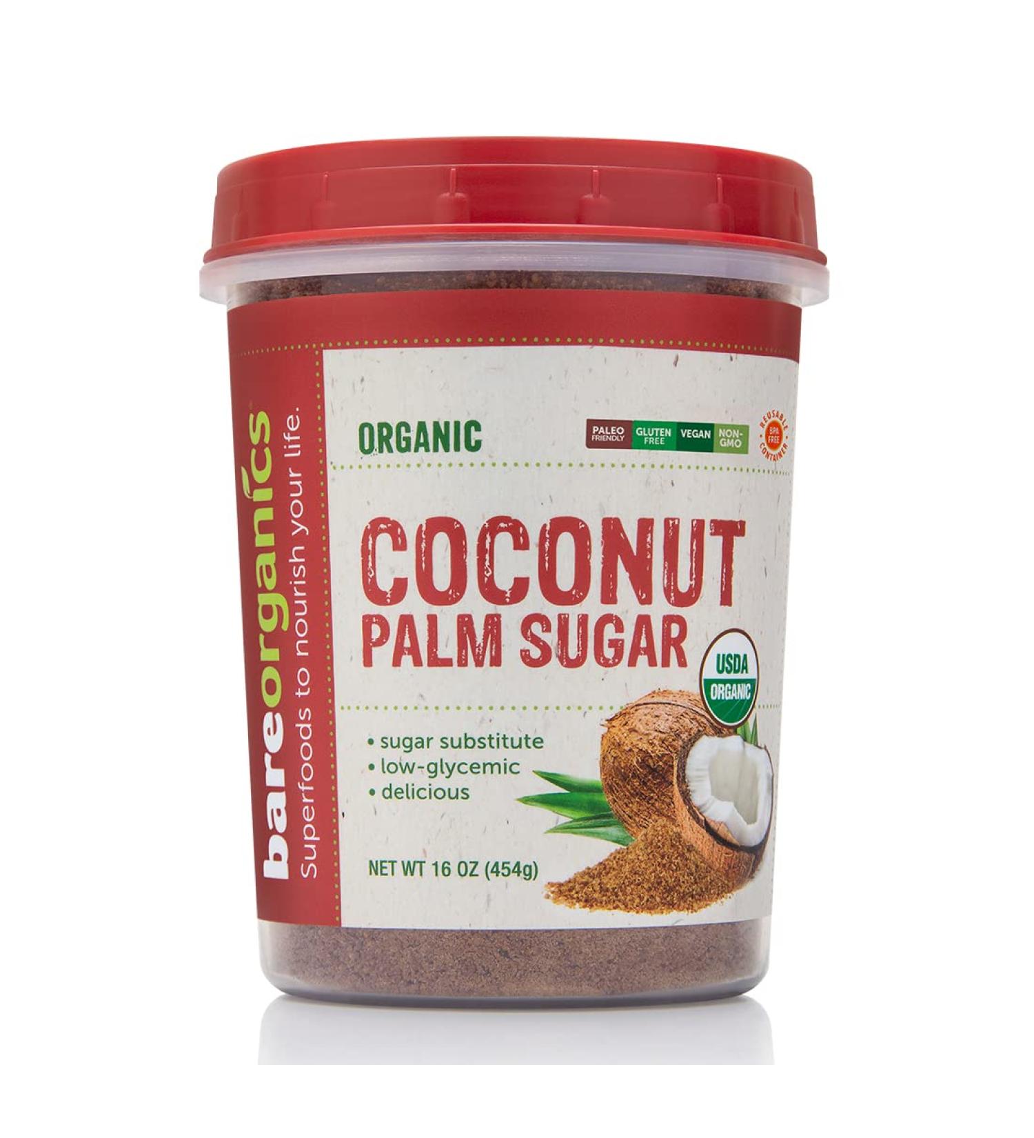 BareOrganics Coconut Palm Sugar - 16 oz | Natural Sweetener for Baking & Cooking - Buy Online on GoSupps.com