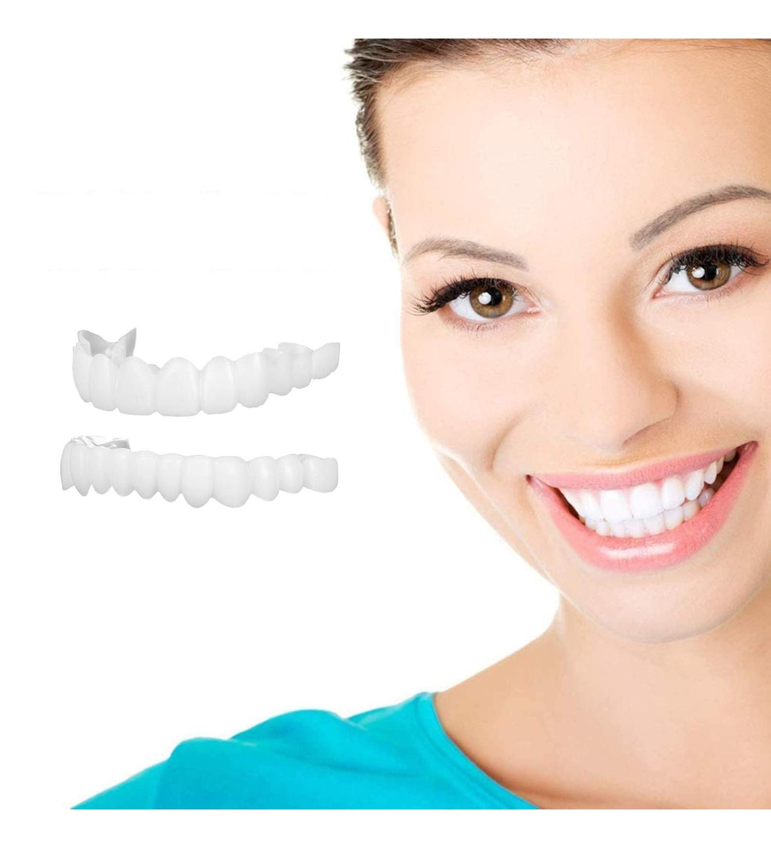 BrightView False Teeth Veneers | 2 Pairs of Comfortable Upper & Lower Cosmetic Teeth for Adults - Oral Whitening Temporary Prosthesis for Men & Women - Buy Online on GoSupps.com