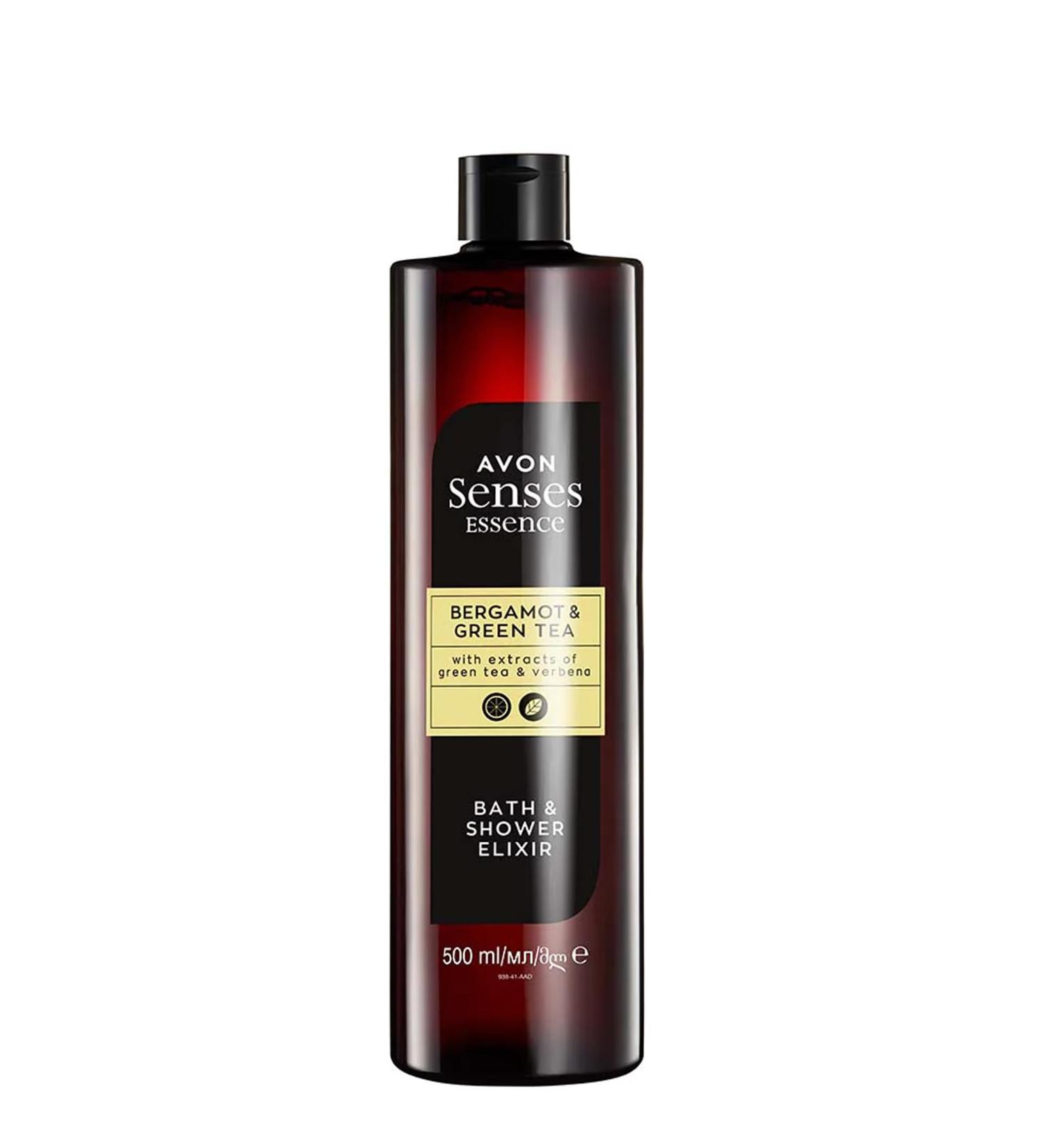 Avon Senses Essence Bergamot & Green Tea Bath & Shower Elixir with Extracts of Green Tea & Verbena - 500ml Bottle