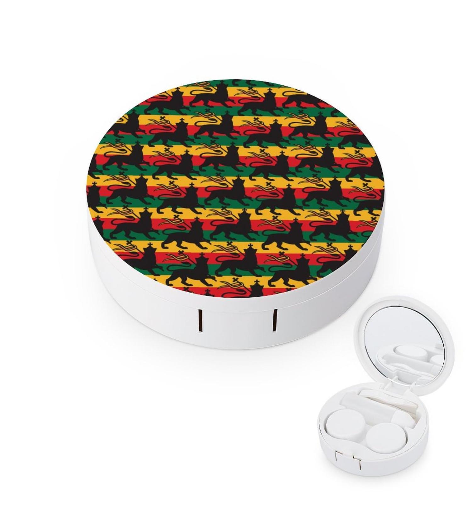 Buy Rastafarian Flag Lion Contact Lens Case - Portable Travel Lens Box with Mirror - International Shipping Available - Buy Online on GoSupps.com