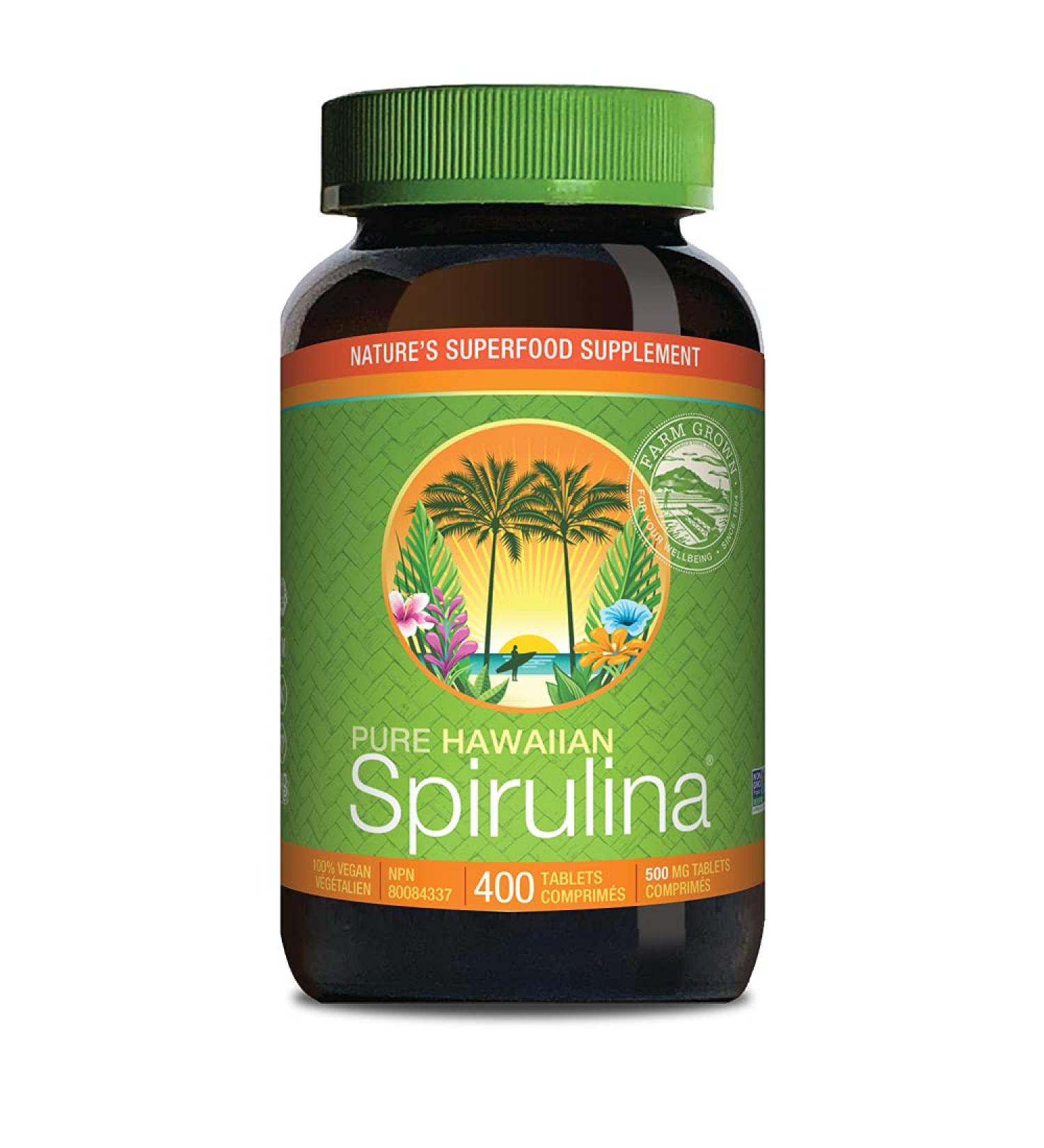 Nutrex Hawaii Pure Hawaiian Spirulina - 500mg 400ct Tablets - Vegan Hawaiian Grown Superfood 400 count (Pack of 1) - Buy Online on GoSupps.com