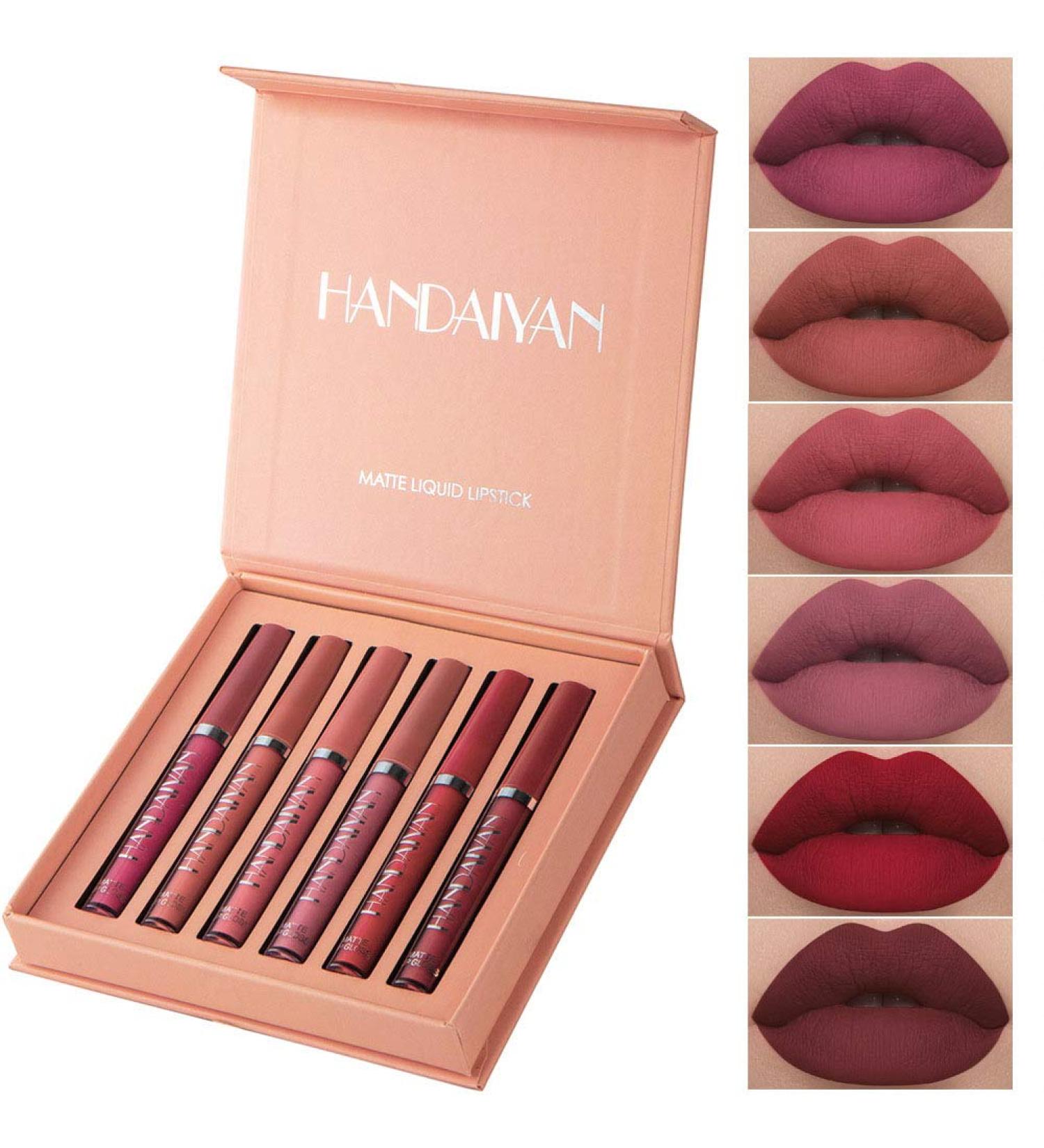 Mengxin 6 Colors Lipstick Set | Matte Non-Stick Cup Lip Gloss | Waterproof Long-Lasting Liquid Lipstick Cosmetics with Gift Box - Buy Online on GoSupps.com