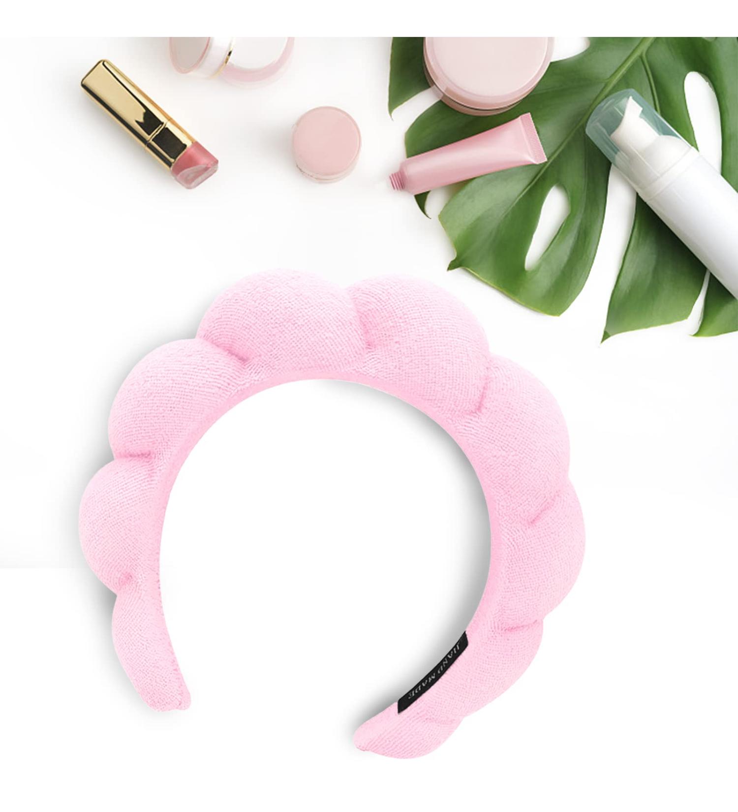 Women's Spa Headband | Sponge & Terry Cloth Fabric | Makeup & Skincare | Pink Bubble Headband - Buy Online on GoSupps.com