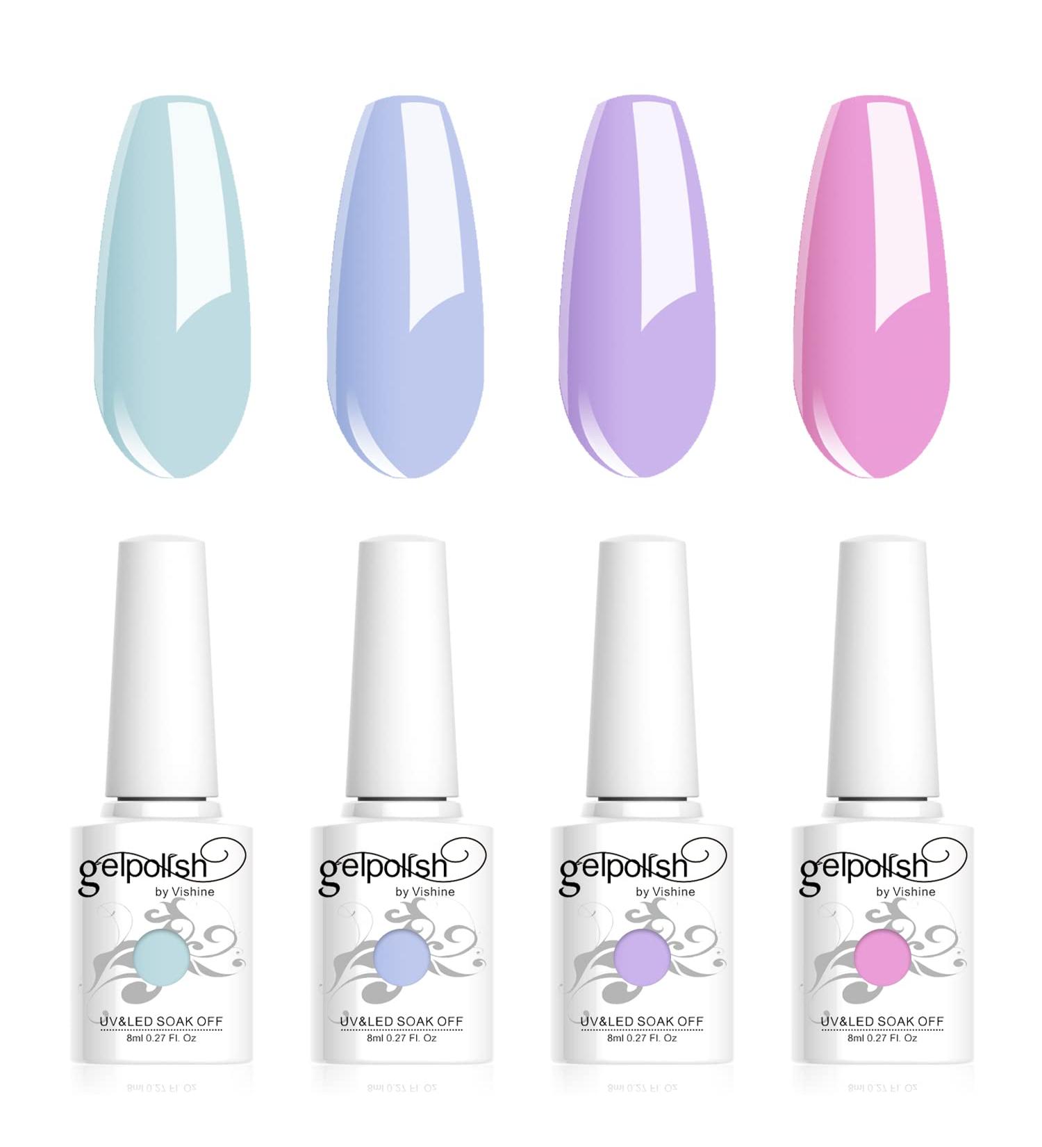 Vishine Gel Nail Polish Set - 4 Pastel Creme Color Spring Summer Baby Blue Lavande Lilac Violet Nail Gel Nail Art Long-lasting Salon DIY Manicure 8ml C030 Set C030 - Buy Online on GoSupps.com