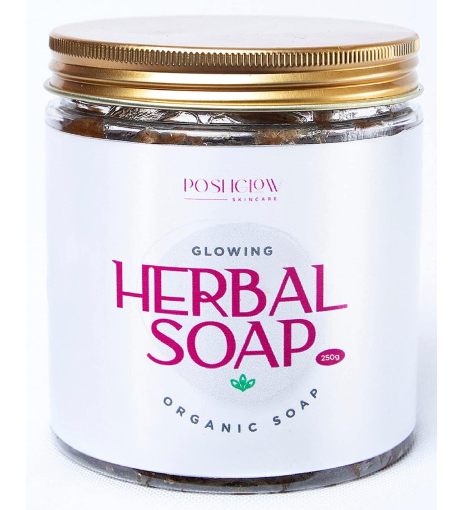 Poshglow 100% Organic Raw African Black Soap 250g For All Skin Types Detoxifying and Anti-Ageing All Pure Natural Vegan - Buy Online on GoSupps.com