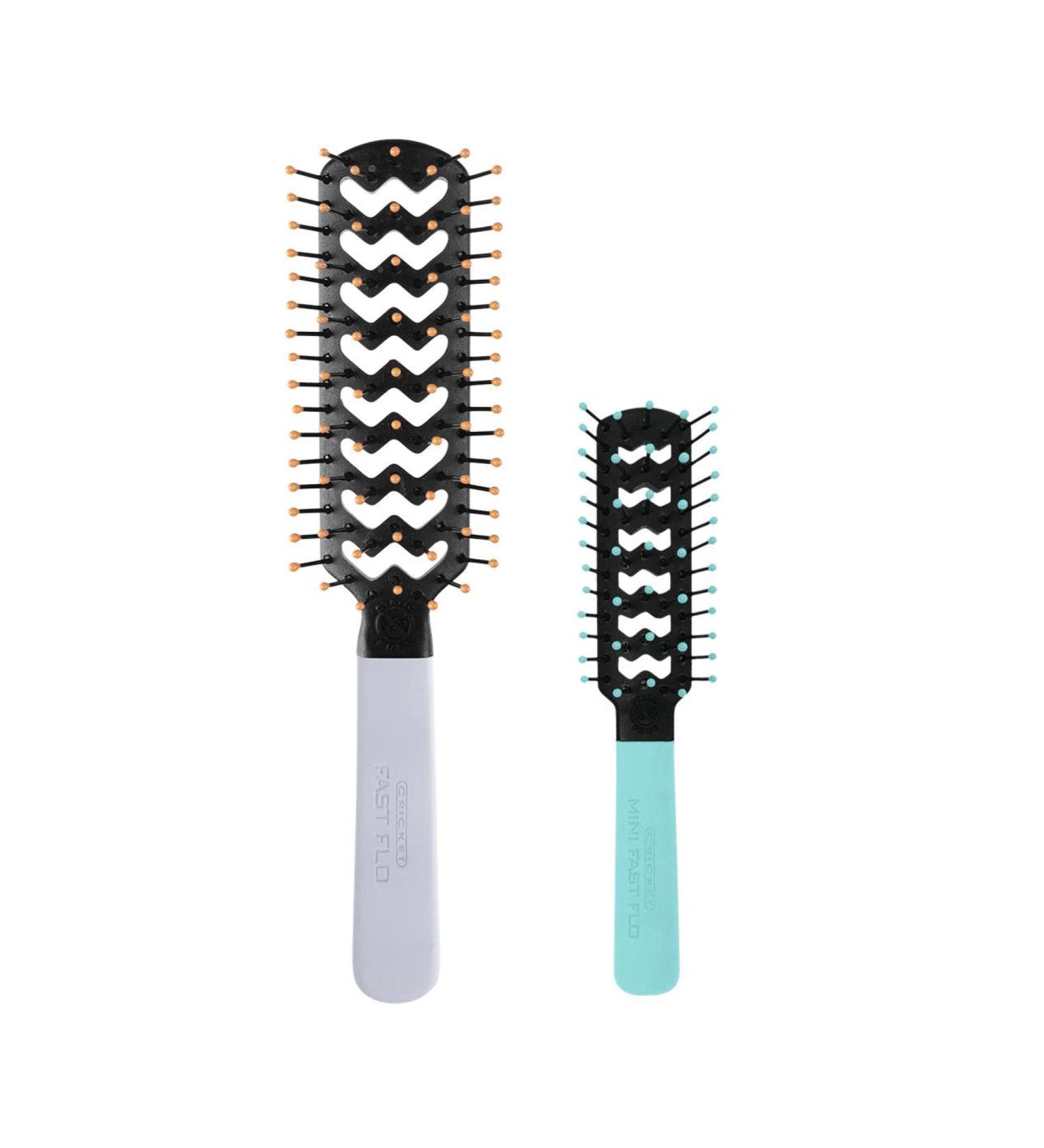 Cricket Static Free Fast Flo Vent Hair Brush 2 Piece Value Set for Blow Drying, Styling, and Detangling - Mini Travel Brush Included - Buy Online on GoSupps.com