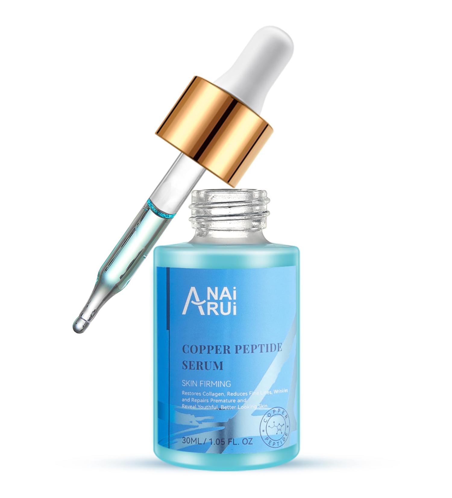 ANAI RUI Copper Peptides Serum - Anti-Aging Face Serum with Hyaluronic Acid for Fine Lines Wrinkles & Radiant Skin - 1 fl. oz - Buy Online on GoSupps.com
