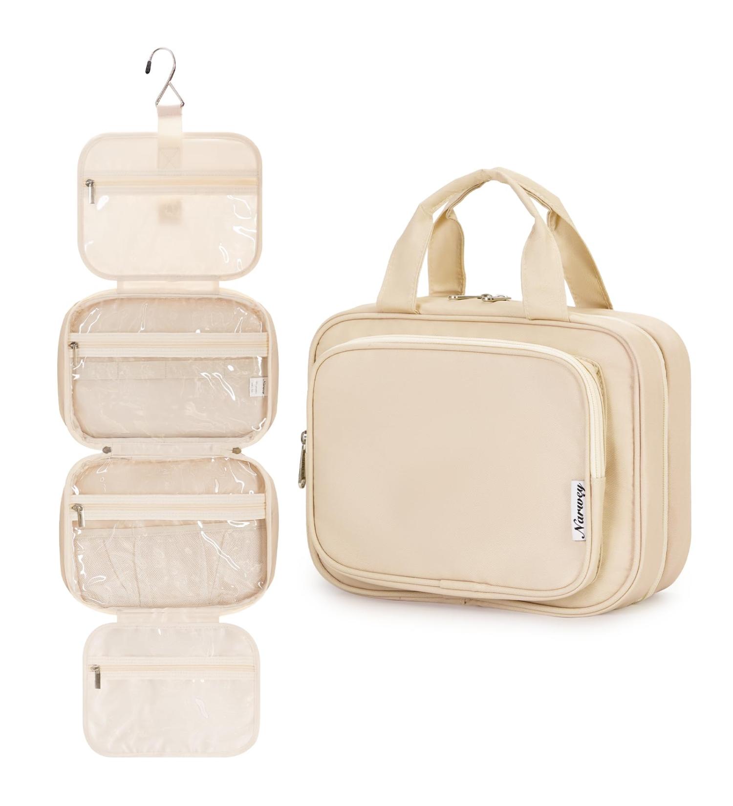 Narwey Women's Hanging Travel Toiletry Bag - Brown Medium | Cosmetics Makeup Organizer for Travel Size Accessories - Buy Online on GoSupps.com