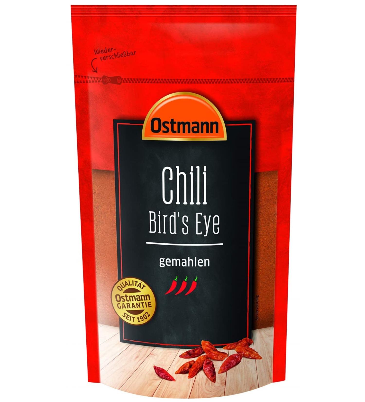 Ostmann Chili Bird's Eye ground 250 g chili powder extremely hot fiery chili aroma ideal for meat and pasta dishes