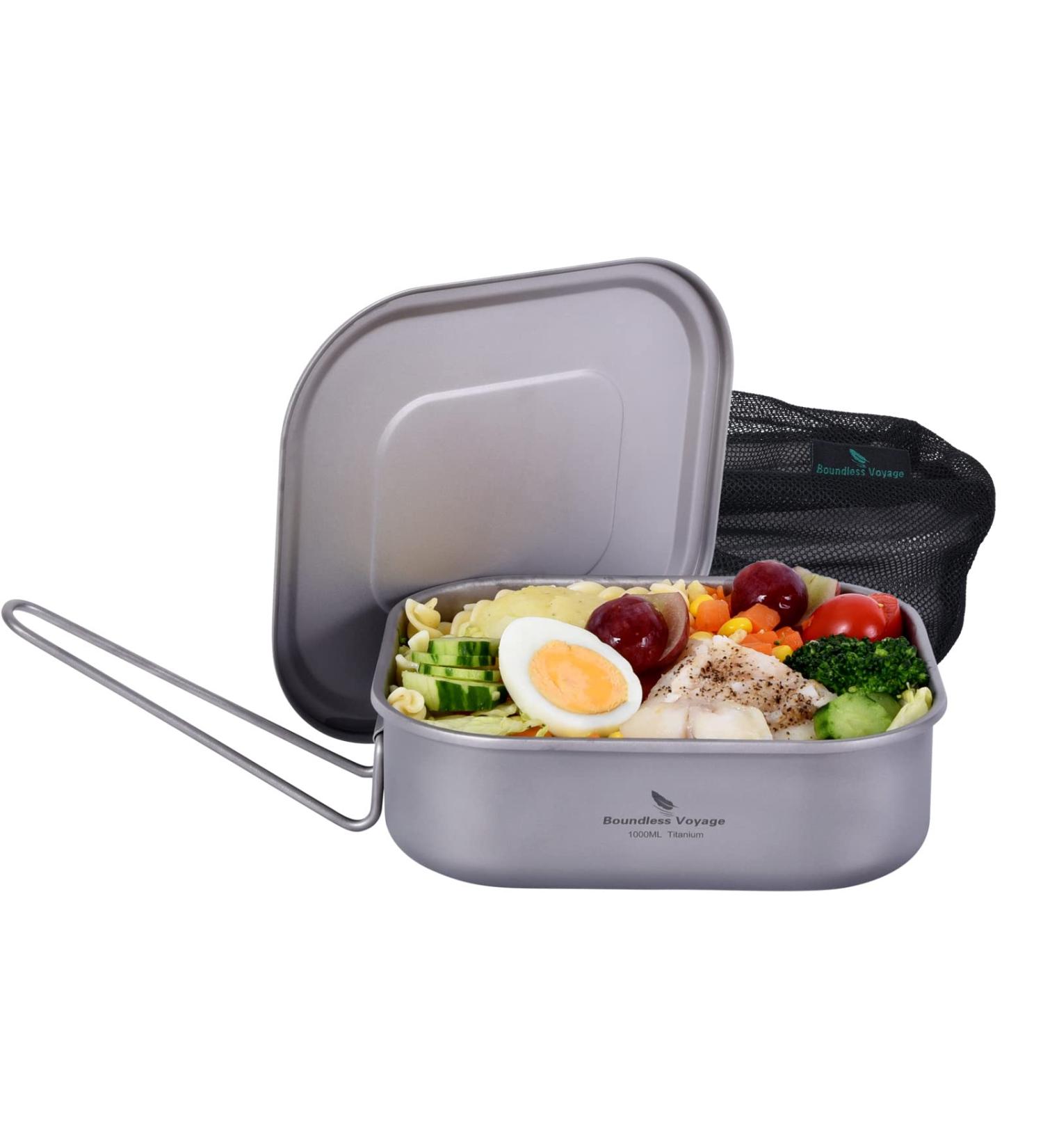 Boundless Voyage 1000ml Titanium Military Mess Tin with Lid - Camping & Backpacking Lunch Container - Buy Online on GoSupps.com