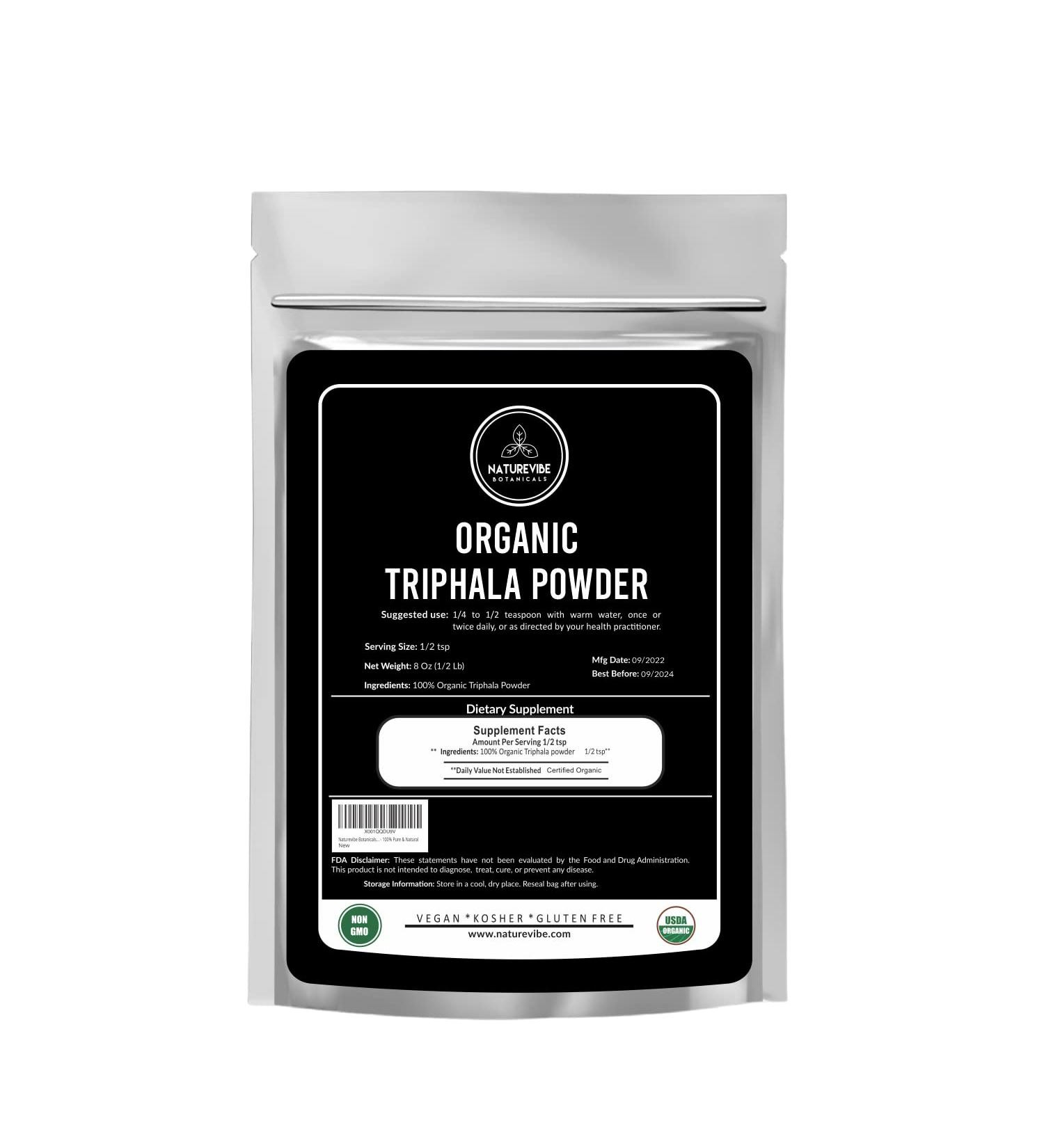 Naturevibe Botanicals Triphala Powder (8 oz) - Ayurvedic Detox & Rejuvenation Formula - 100% Pure & Natural | Immune System Support - Buy Online on GoSupps.com