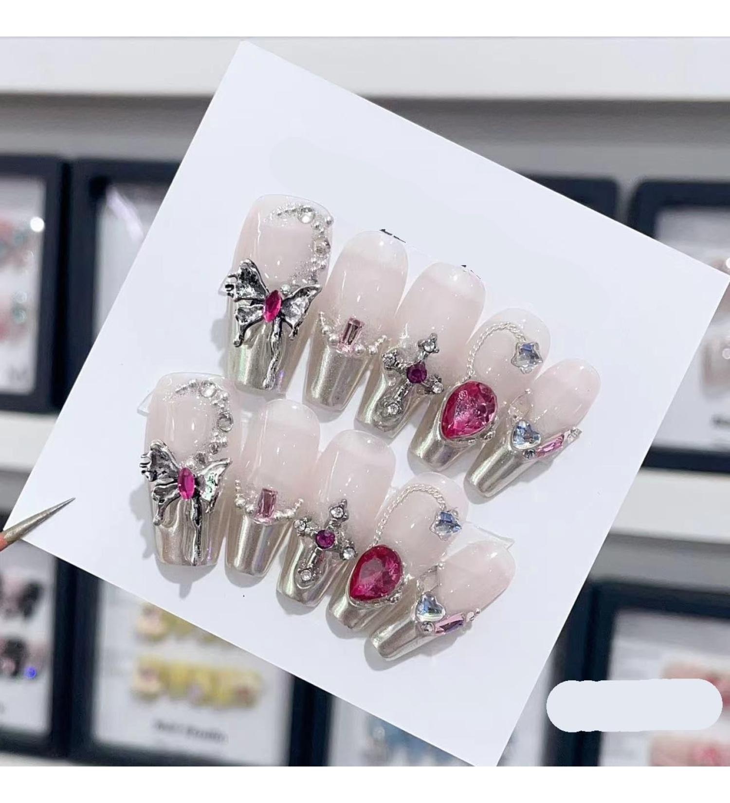 Removable and wearable nail art French Almond Ombre Handmade Press On Nails Long Acrylic False Nail Tips InNail (Color : 29134 Size : L) - Buy Online on GoSupps.com