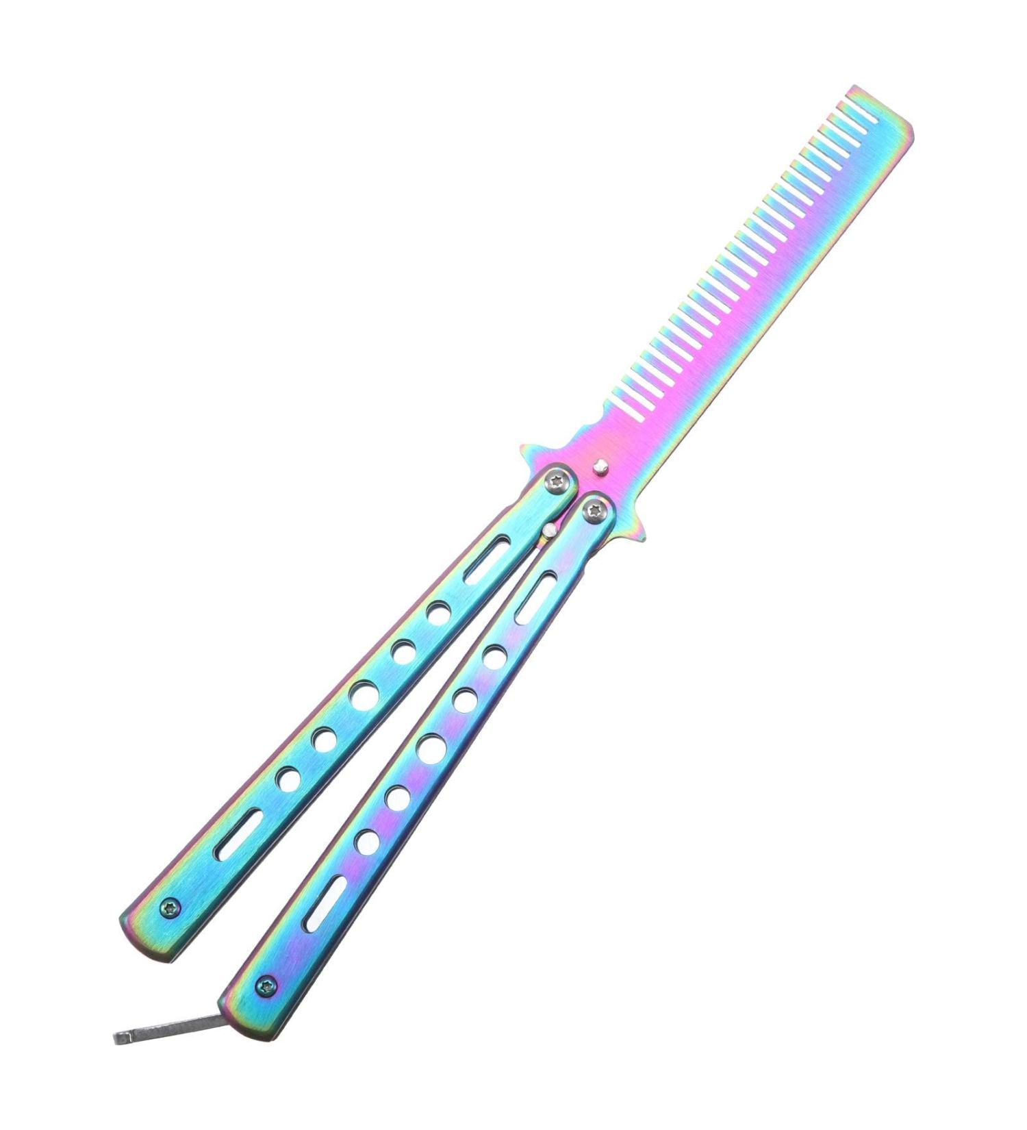 Rainbow Butterfly Pocket Comb - Metal Training Comb for Hair & Beard | Salon Beauty Tool - Buy Online on GoSupps.com