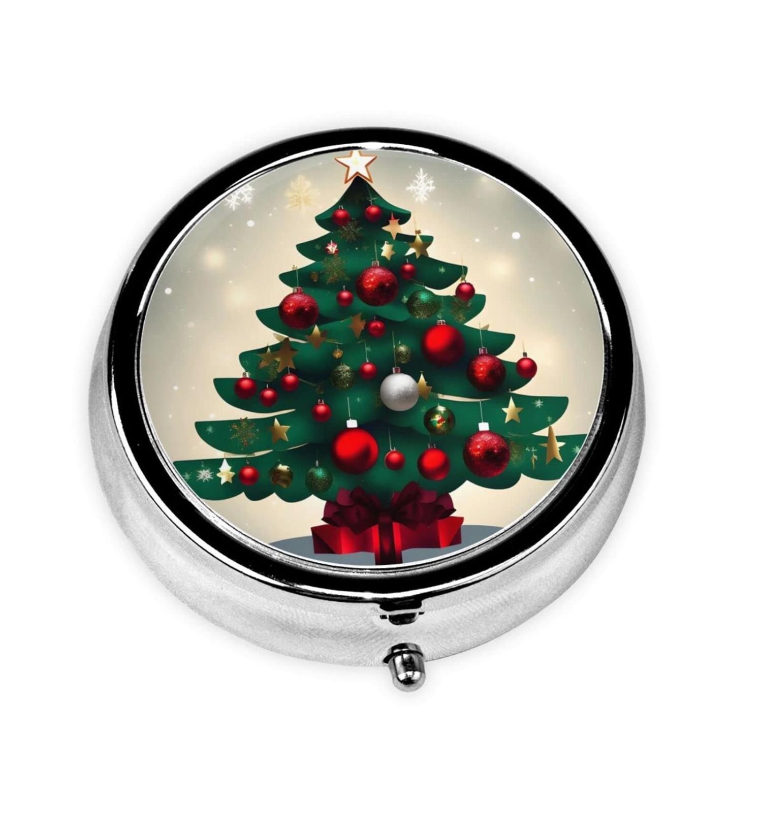 Christmas Gift Treeround Pill Box | 3 Compartment Portable Travel Organizer for Pills - Buy Online on GoSupps.com