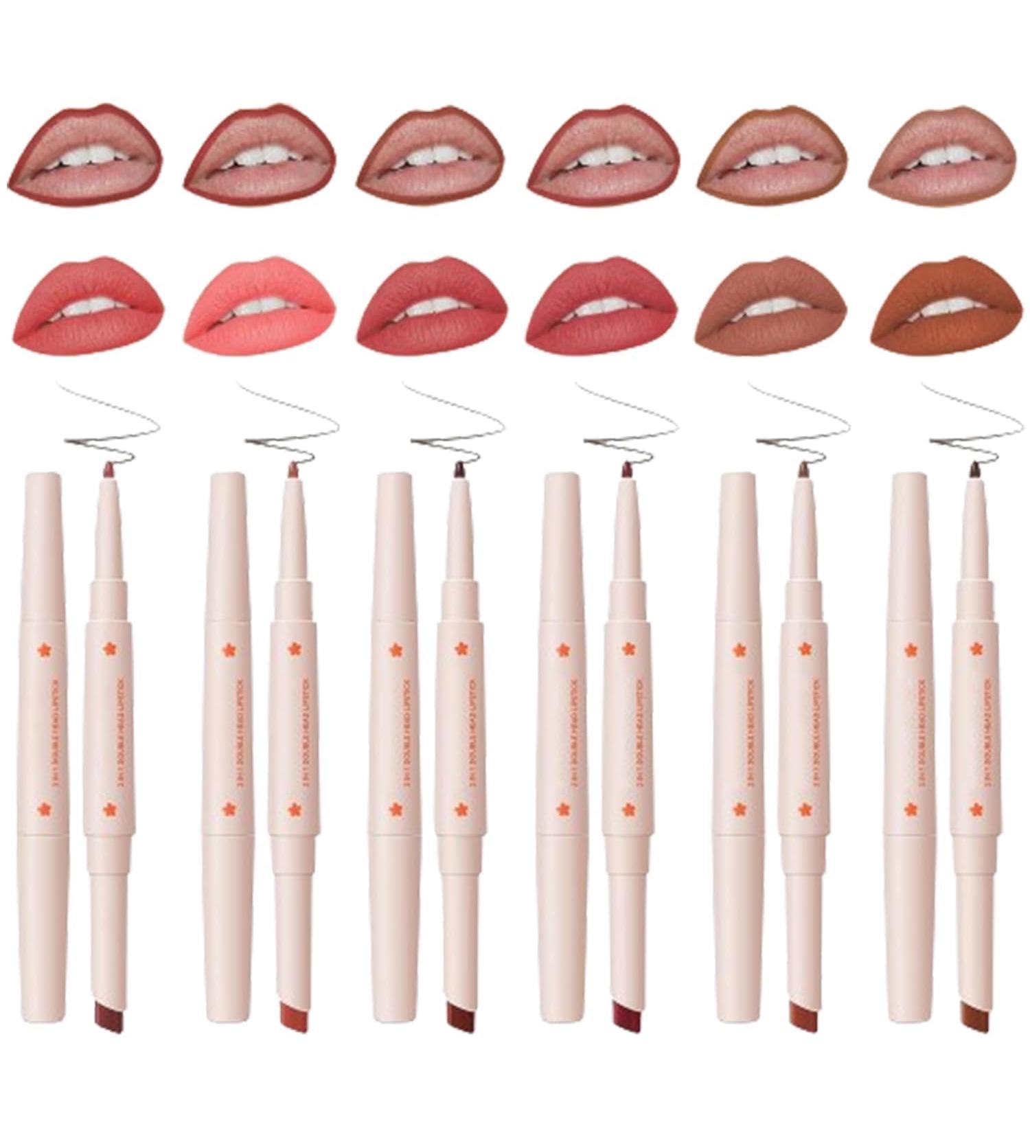 2 in 1 Double Head Lipstick and Lip Liner Set for Women Waterproof Lip Pencil and Lipstick Set Long Lasting Matte Velvet Lipstick Lipstick Set - Buy Online on GoSupps.com