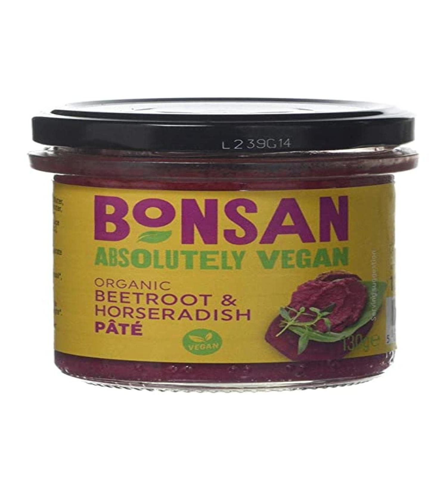 Bonsan Organic Beetroot & Horseradish Pate 130g - Delicious Vegan Spread - Buy Online on GoSupps.com