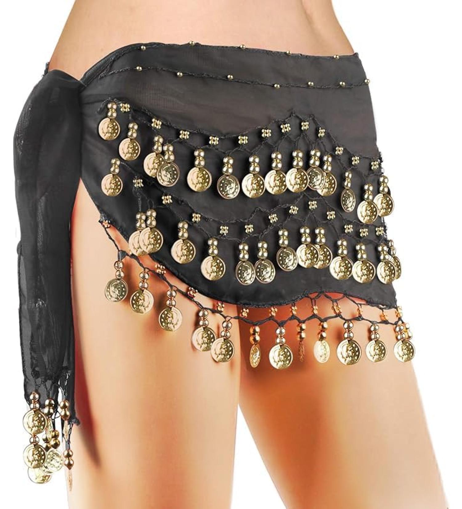 BooCooberg Belly Dance Hip Cloth & Pirate Costume for Women | 128 Gold Coins Scarf for Yoga Zumba & Latin Dance - Buy Online on GoSupps.com