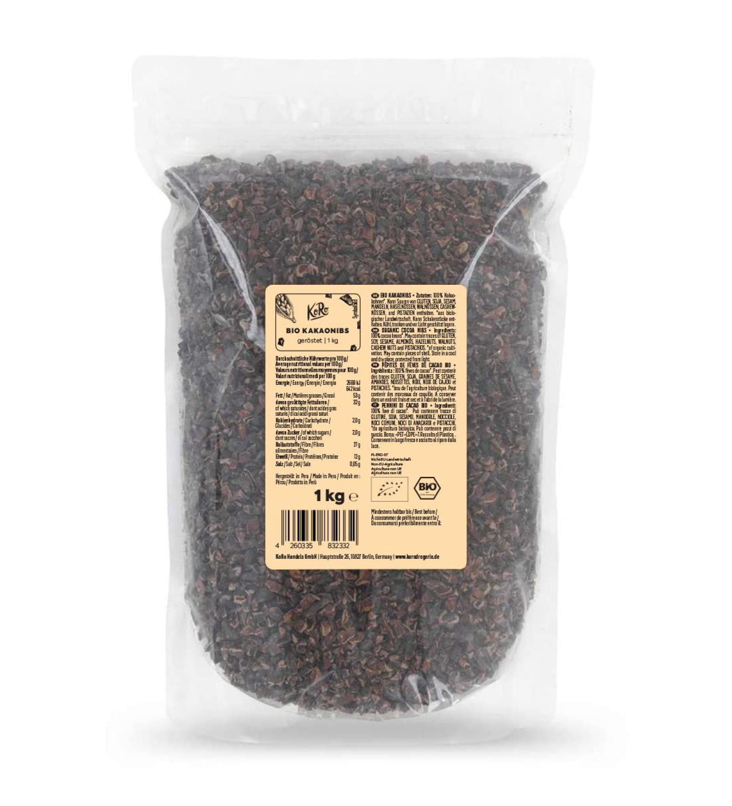 Koro Bio Kakaonibs 1 kg - Organic Roasted Cocoa Beans | Herb & Chocolate | Fiber-Rich Snack - Buy Online on GoSupps.com