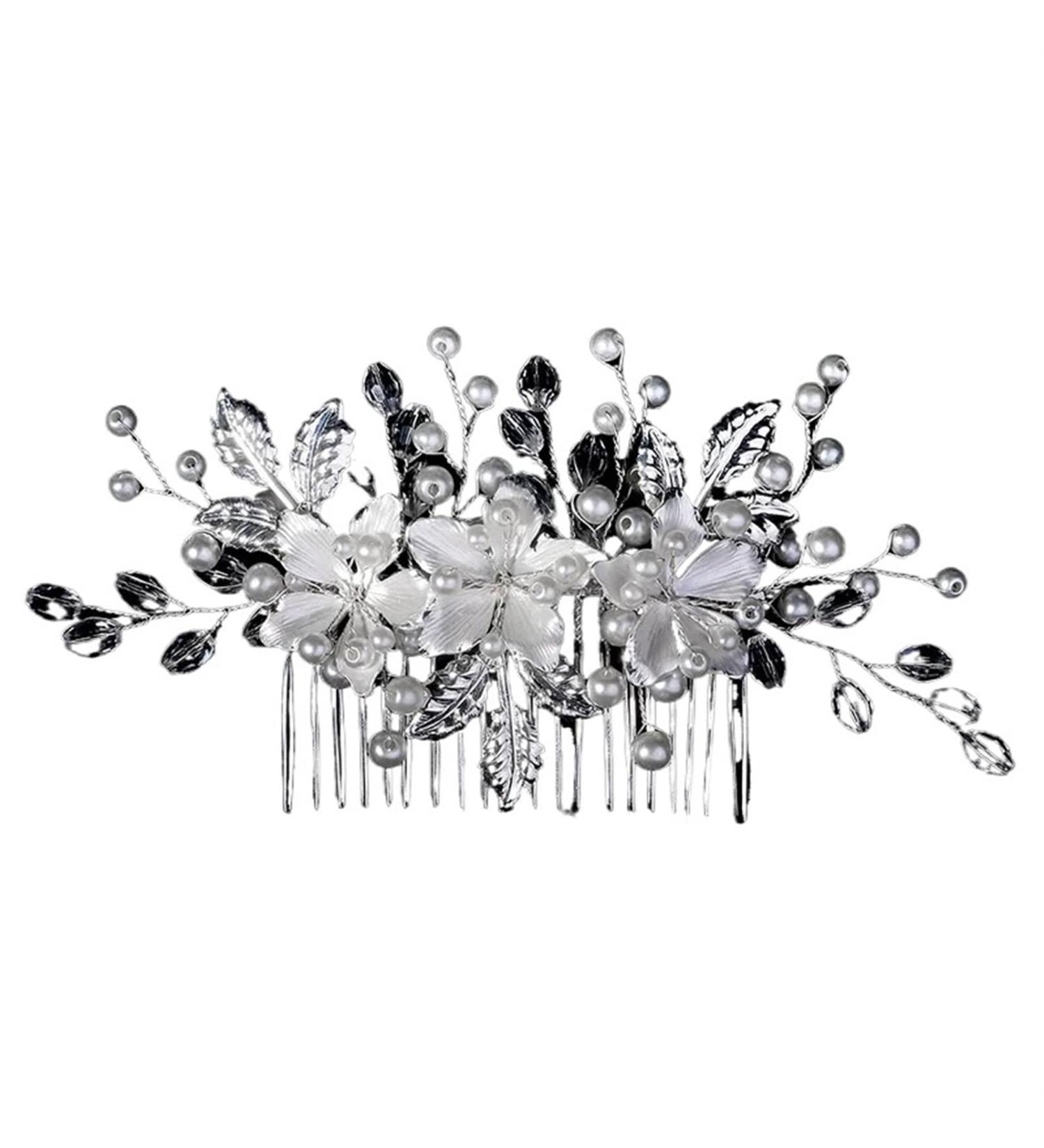 Handmade Flower Hair Comb Bride Wedding Hair Clips Headwear Hair Accessories For Women 1pc - Buy Online on GoSupps.com