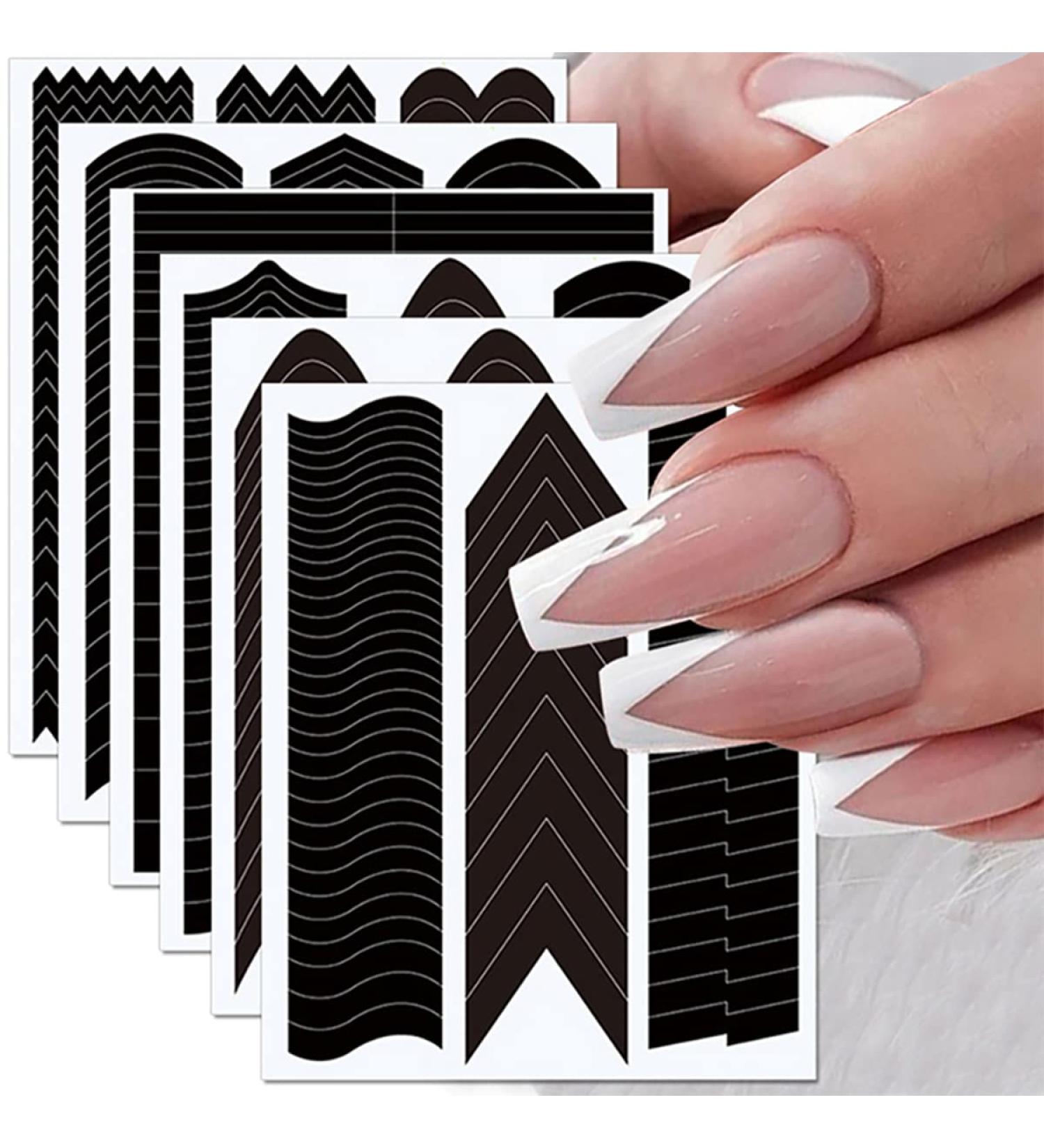 French Manicure Nail Stickers - 6 Sheets French Tip Nail Guides for DIY Nail Art - Buy Online on GoSupps.com