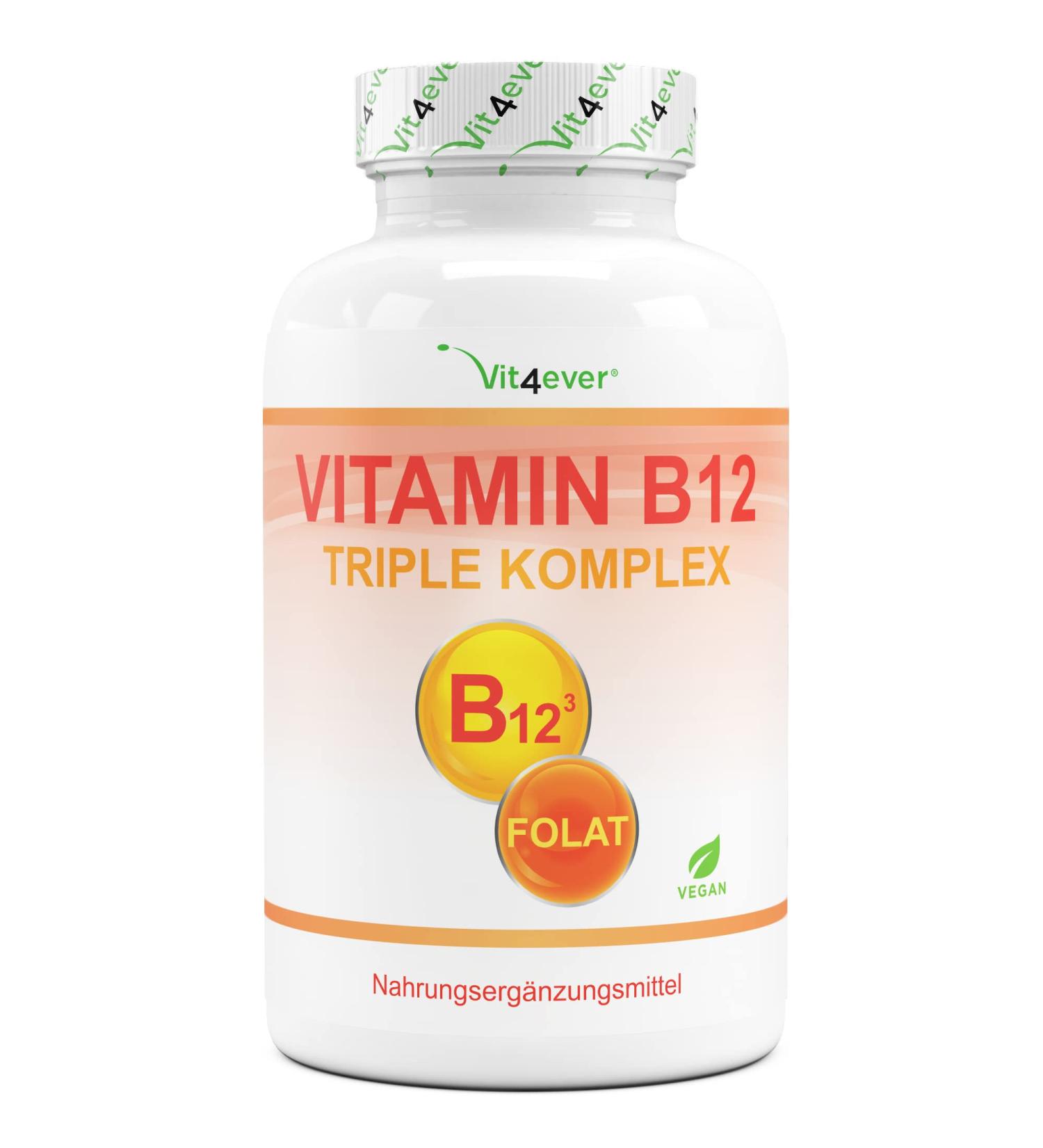 Premium Vitamin B12 Complex - 365 Vegan Tablets with Folate (5-MTHF) | High-Dosed & Tested for Optimal Health - Buy Online on GoSupps.com