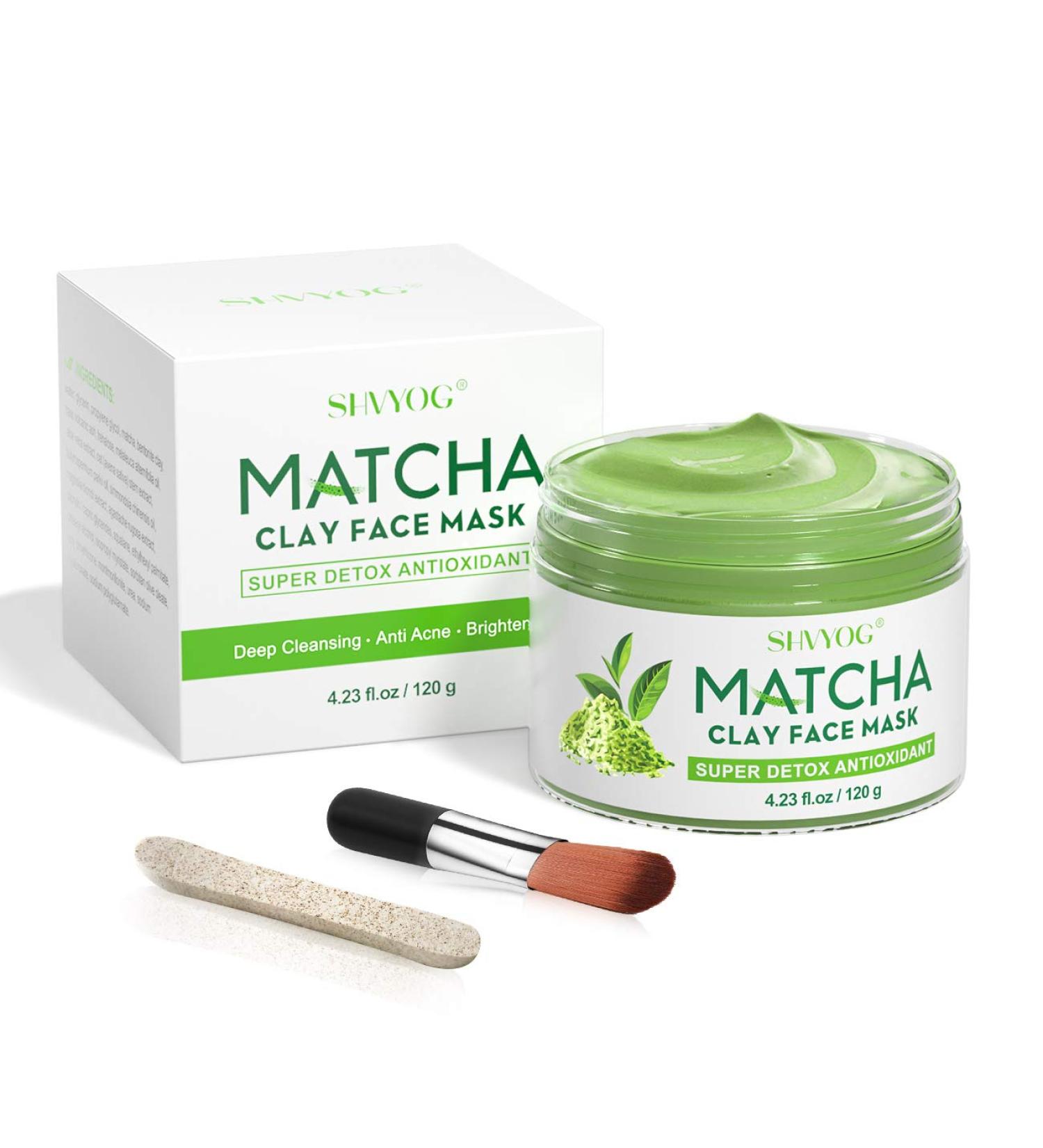 SHVYOG Matcha Green Tea Face Mask - Antioxidant Clay Mask for Acne, Blackheads, Hydration & Pore Minimizing - Buy Online on GoSupps.com