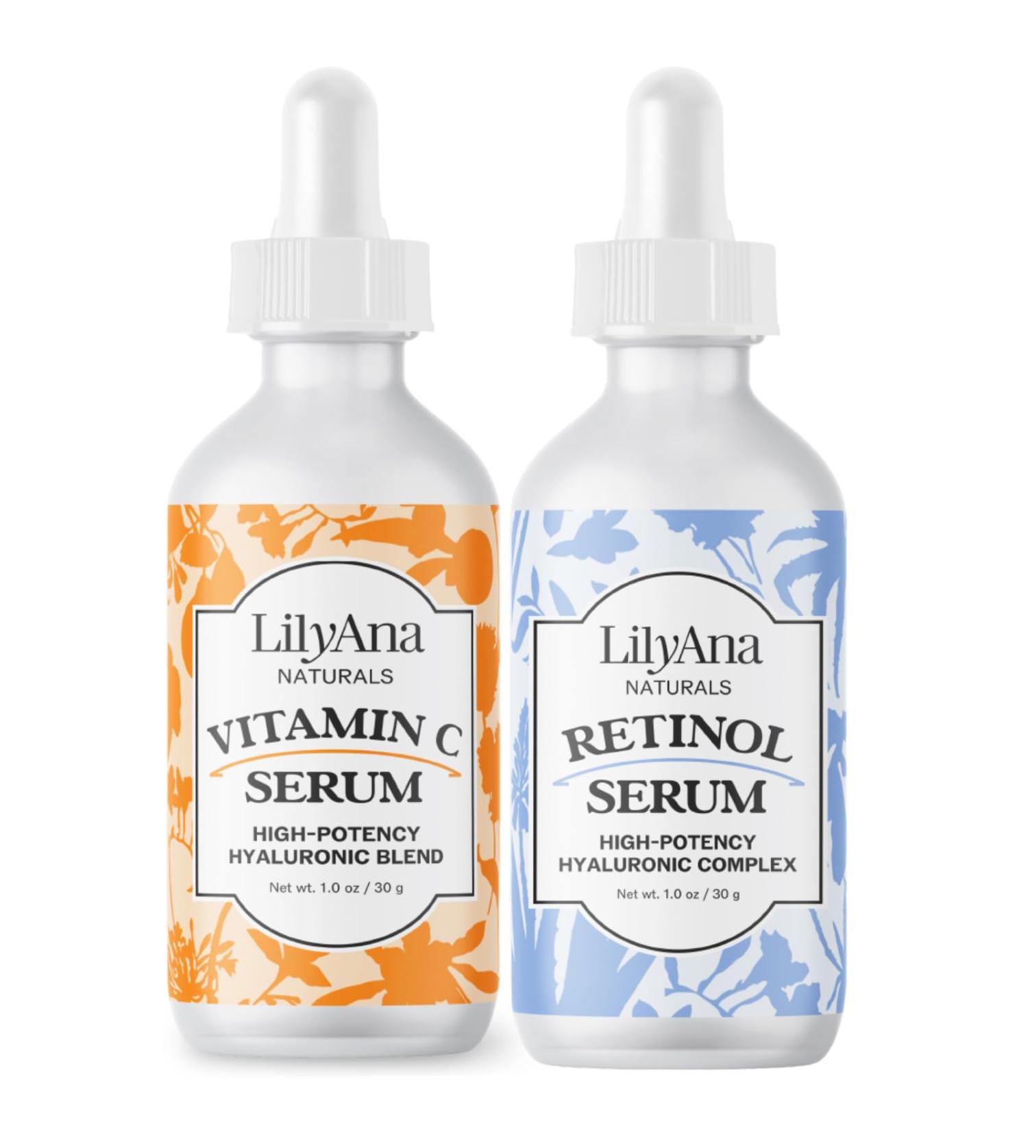 LilyAna Naturals Vitamin C Serum 1oz and Retinol Serum 1oz Bundle - Buy Online on GoSupps.com