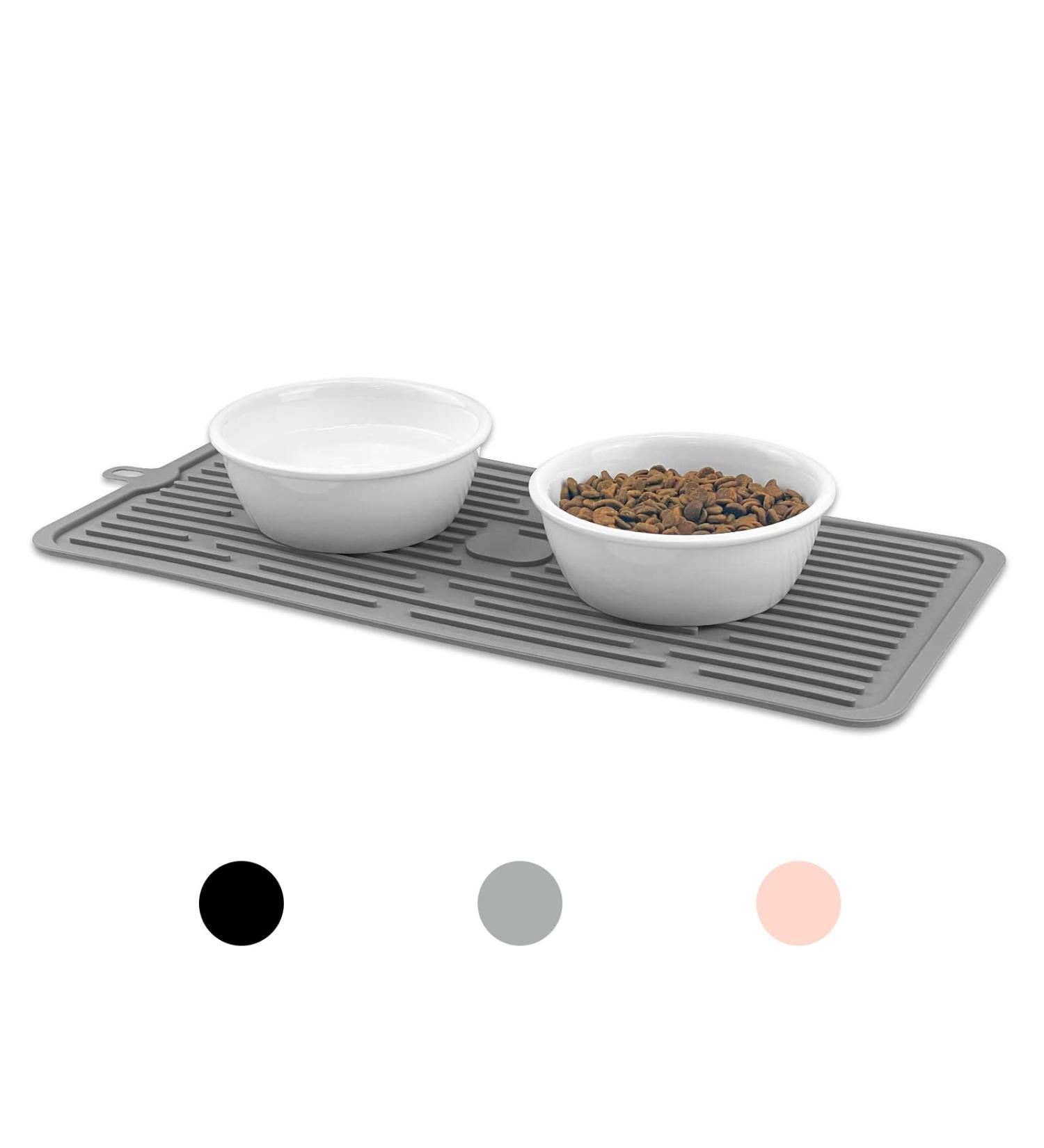 Ptlom Pet Placemat for Dogs and Cats - Prevent Food and Water Overflow - Medium and Small Pet Mat - Small Grey - Buy Online on GoSupps.com