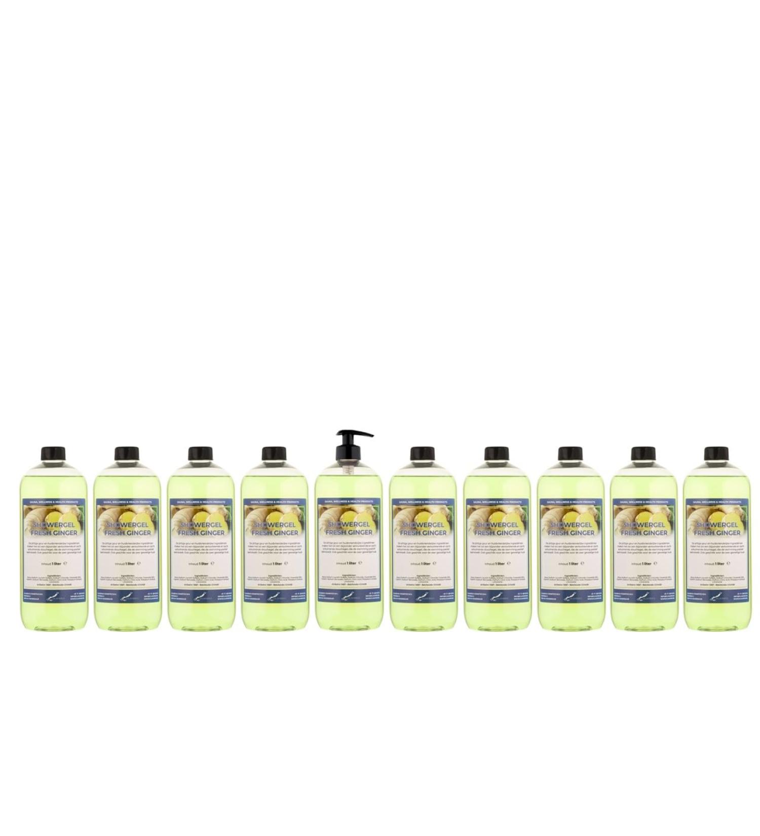 Claudius Showergel Fresh Ginger 10 x 1 liter with 1 pump transparent