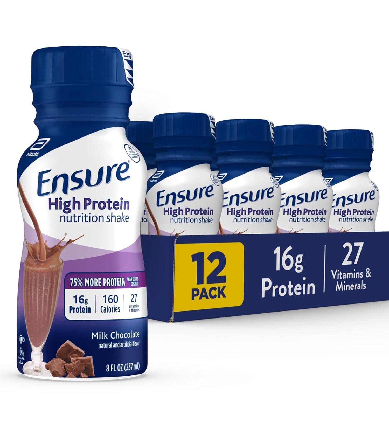 High Protein Meal Replacement Shake - 16g Protein, Low Fat, Milk Chocolate - 8 Fl Oz (Pack of 12) - Buy Online on GoSupps.com