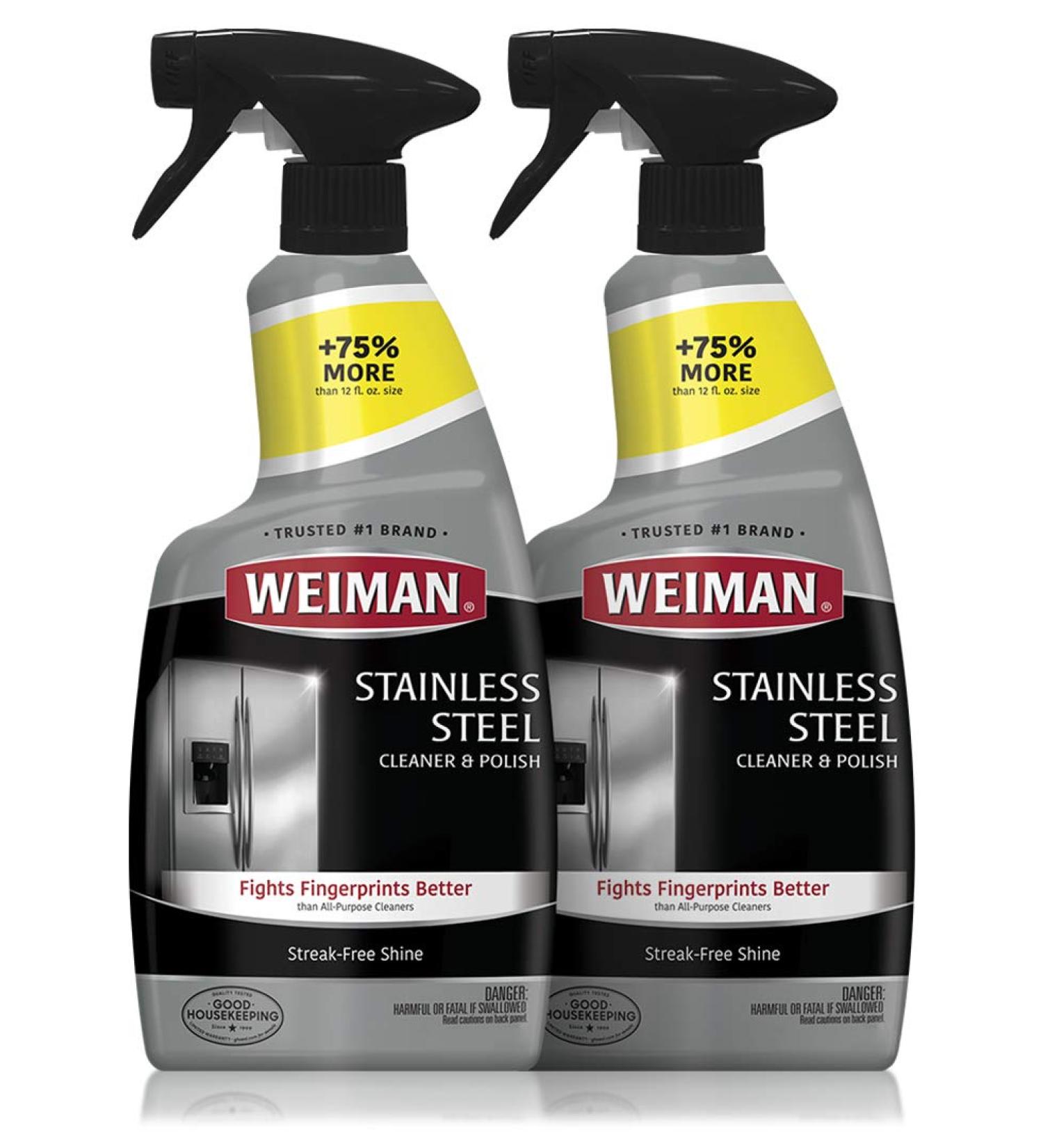 Weiman Stainless Steel Cleaner and Polish (2 Pack) - Protects Appliances, Prevents Fingerprints, Leaves Streak-Free Shine - for Refrigerator, Dishwasher, Oven, Grill - Buy Online on GoSupps.com