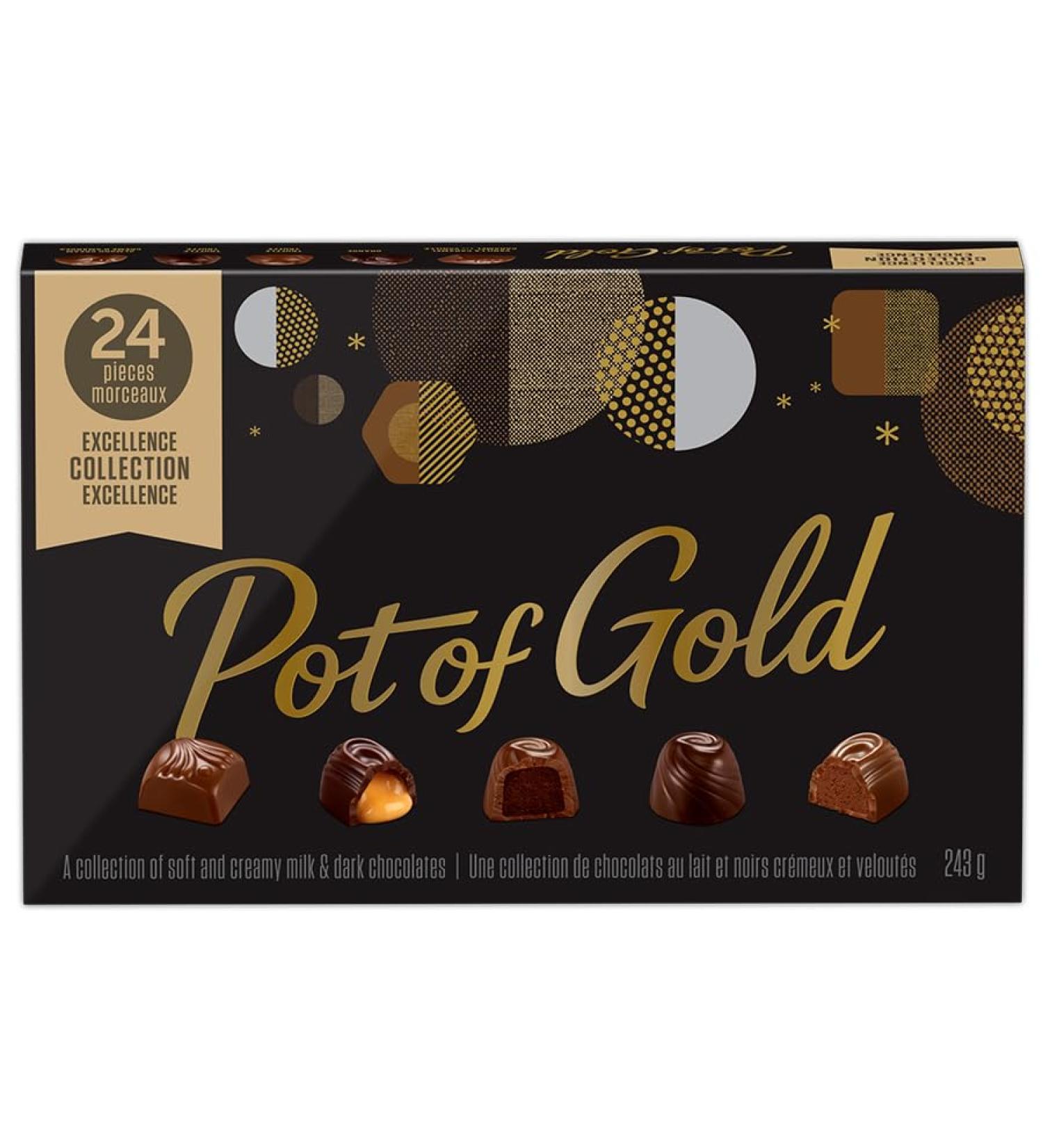 POT OF GOLD Excellence Collection - Chocolate Gift Box Christmas Candy Holiday Candy - 243g (24 Count Variety Pack)
