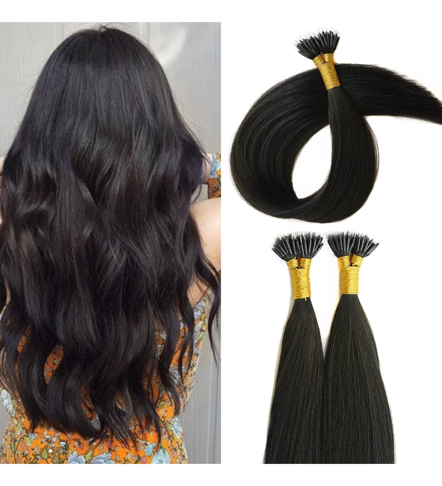 KOCONI 22 50g Nano Ring Human Hair Extensions - Remy Nano Beads, #1B Natural Black, 22 inch - Buy Online on GoSupps.com