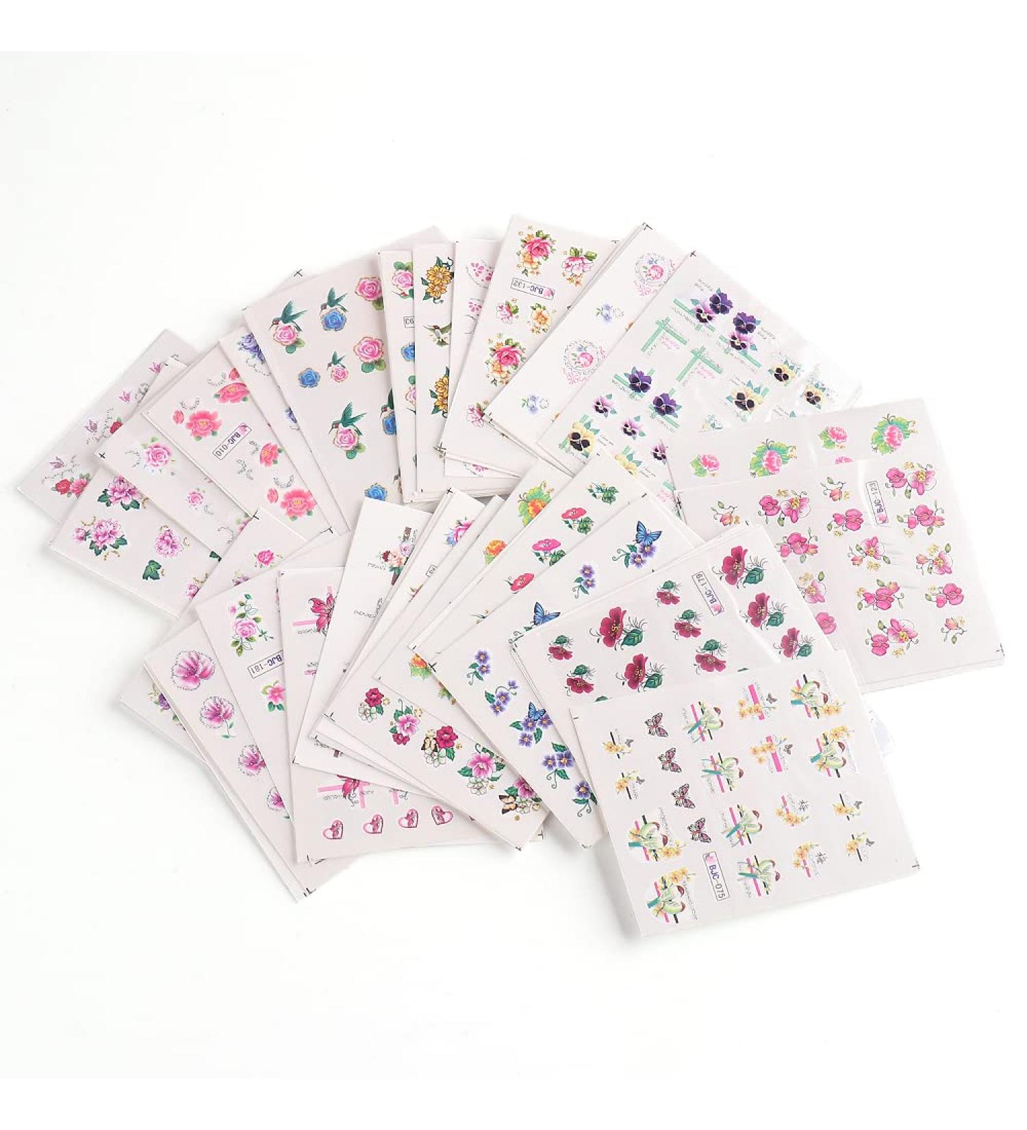 CHANGAR Flower Nail Art Stickers Decals - 55 Sheets Colorful Spring Floral Water Transfer Sticker for Manicure - Buy Online on GoSupps.com
