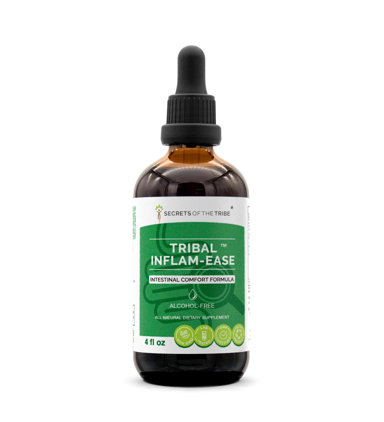 Buy Tribal Inflam-Ease Alcohol-Free Tincture - Turmeric Licorice & Ginger Herbal Extract for Intestinal Comfort | 4 OZ - Buy Online on GoSupps.com