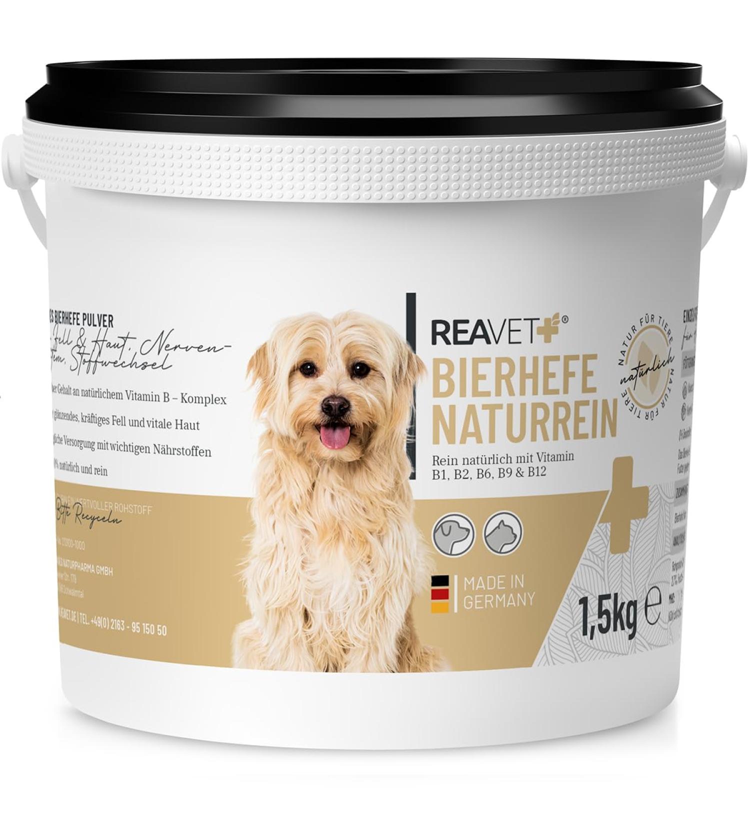 Reavet Beer Yeast Powder for Dogs & Cats 1.5kg - Pure Borre Yeast for Hair Loss & Ticks Natural B Vitamins & Biotin Additive-Free - Buy Online on GoSupps.com