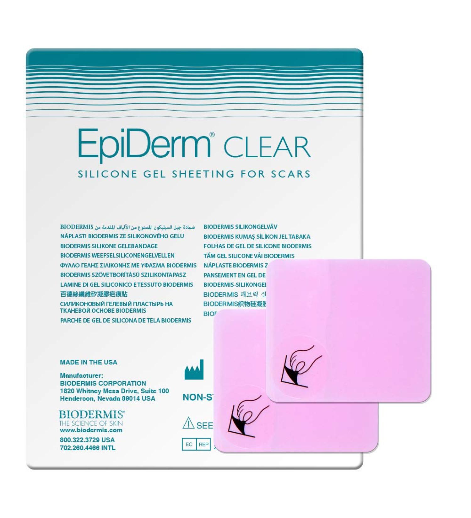 Epi-Derm Patch - 2 x 2.5 in (1 Pair) Clear Silicone Scar Sheets by Biodermis - Buy Online on GoSupps.com