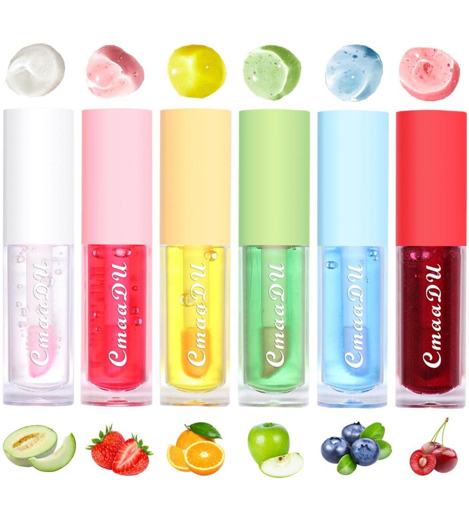 6Pcs Hydrating Lip Oil Set,Fruity Color Changing Lip Glaze Plumping Lip Glow Oil Transparent Moisturizing Tinted Lip Balm Long Lasting Nourishing Repairing for Dry Lip (A) - Buy Online on GoSupps.com