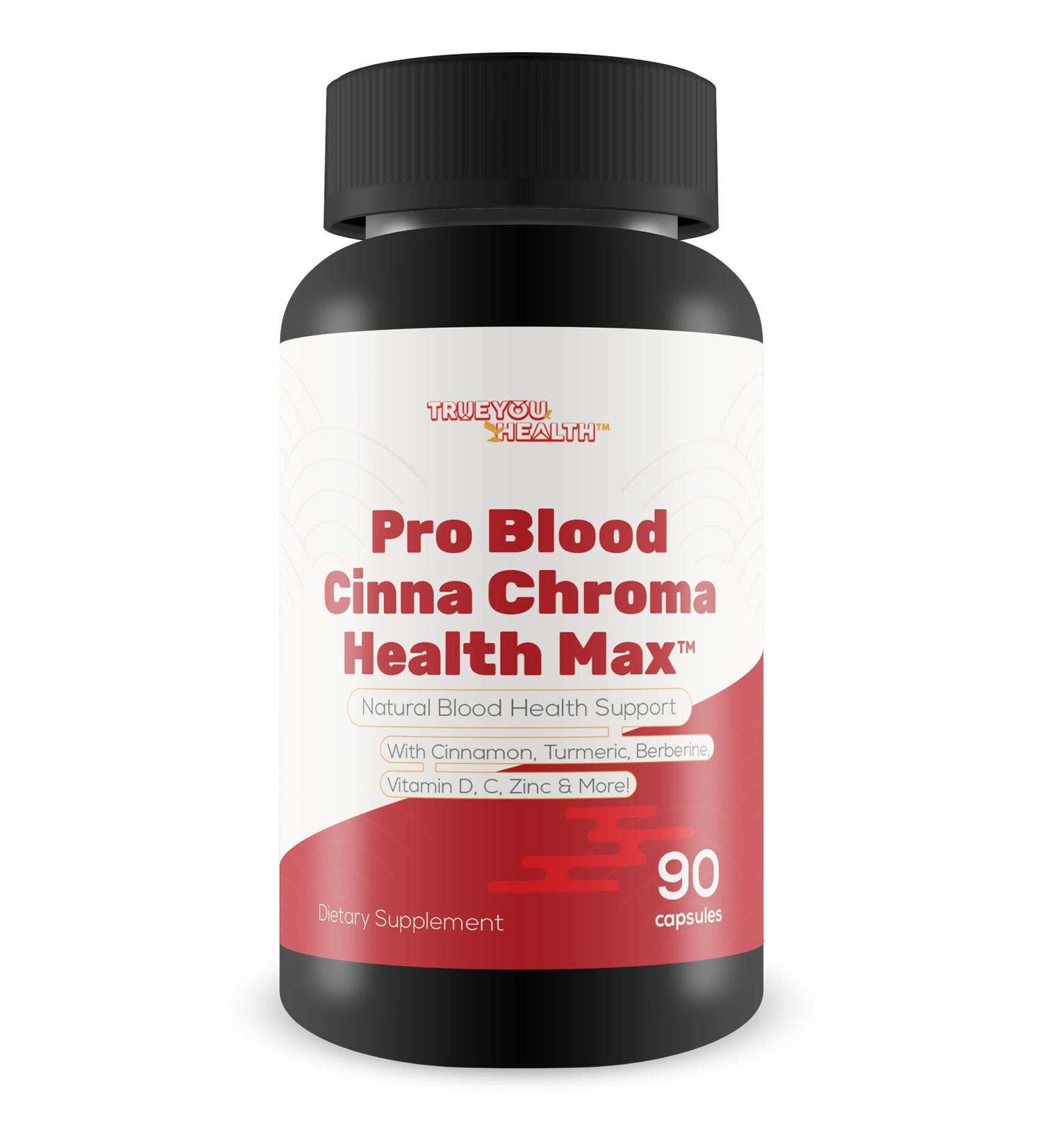 Pro Blood Cinna Chroma Health Max - Natural Blood Health Support with Cinnamon Turmeric Berberine Vitamin D Vitamin C Zinc & More - Promote Balanced Blood Health & Improved Blood Flow - Buy Online on GoSupps.com