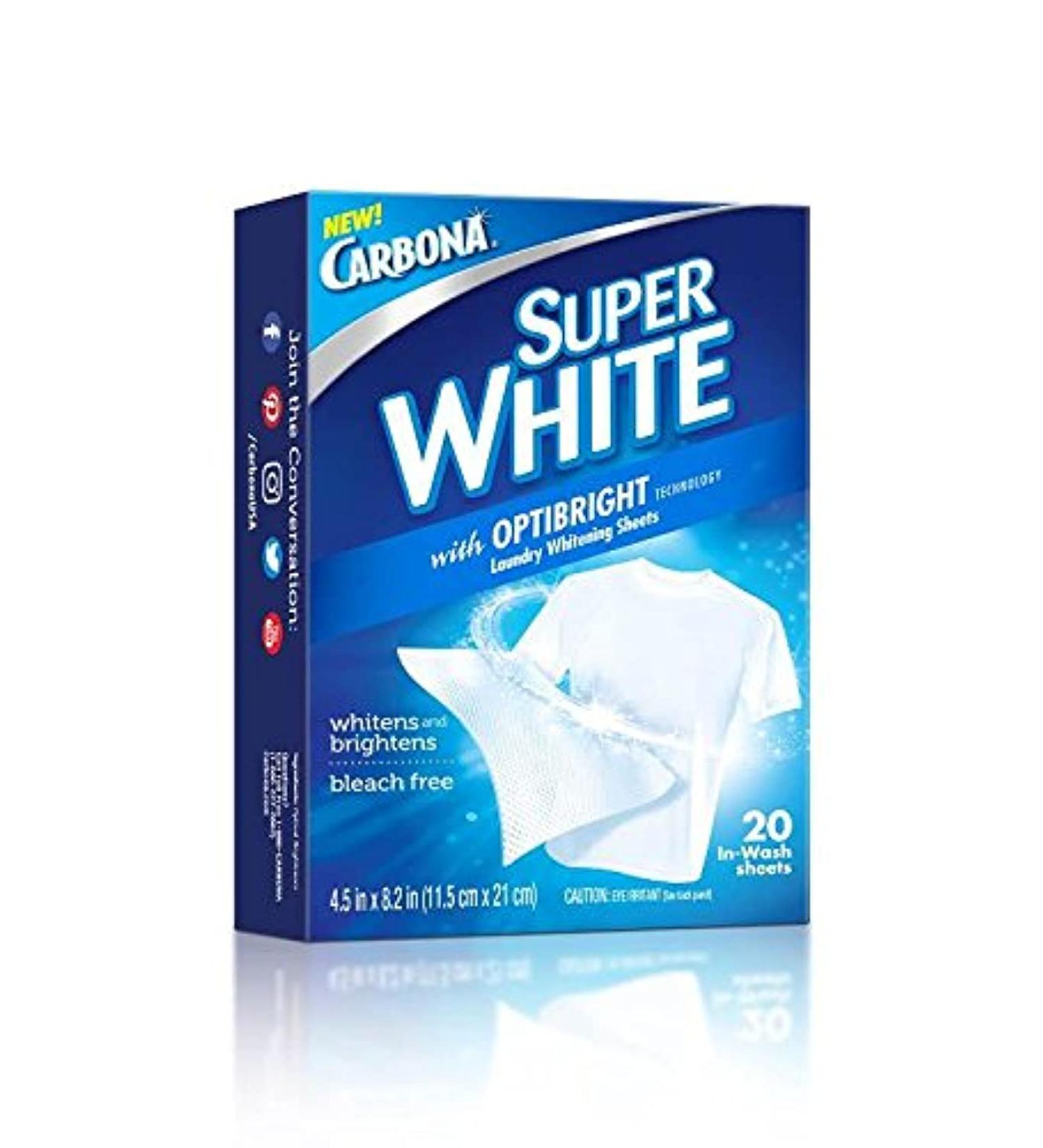 Carbona Super White Sheets - Bleach Free OptiBright Technology - 20 Sheets per Pack - Buy Online on GoSupps.com
