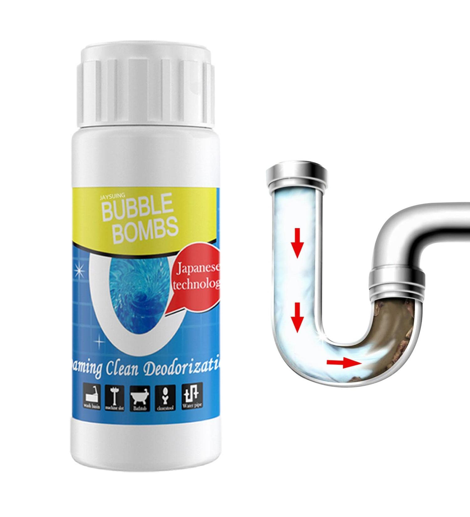 Toilet Pipe Cleaner - Powerful Dredge Powder with High-Density Formula - Toilet Pipe Powder Liquefied Fat Oil Lint Paper Hair Clogging Cleaning Dredge 100g - Buy Online on GoSupps.com