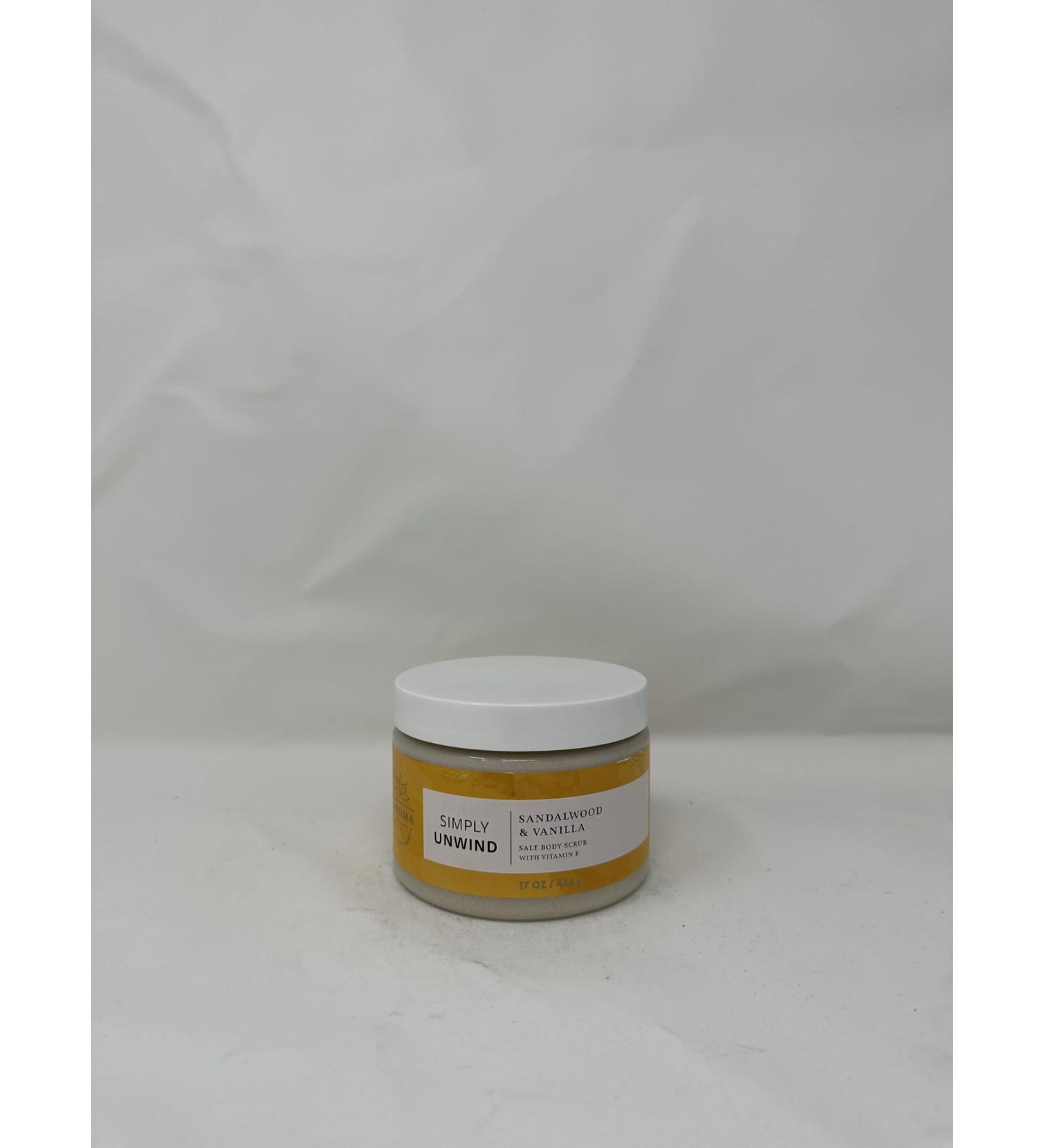 Aroma Simply Unwind Sandalwood & Vanilla Salt Body Scrub 17 oz / 482 g (Vitamin E)