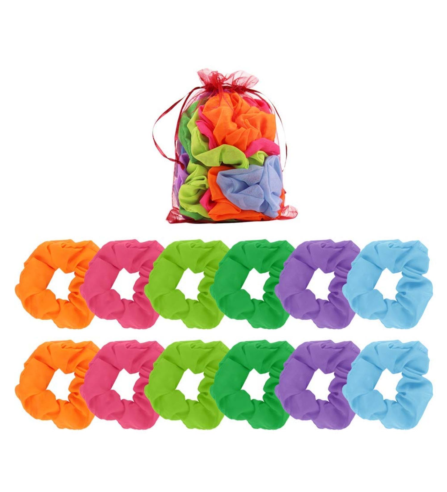 80s Neon Scrunchies - MOLYHUA 12 Pack Chiffon Hair Ties for Girls - Buy Online on GoSupps.com