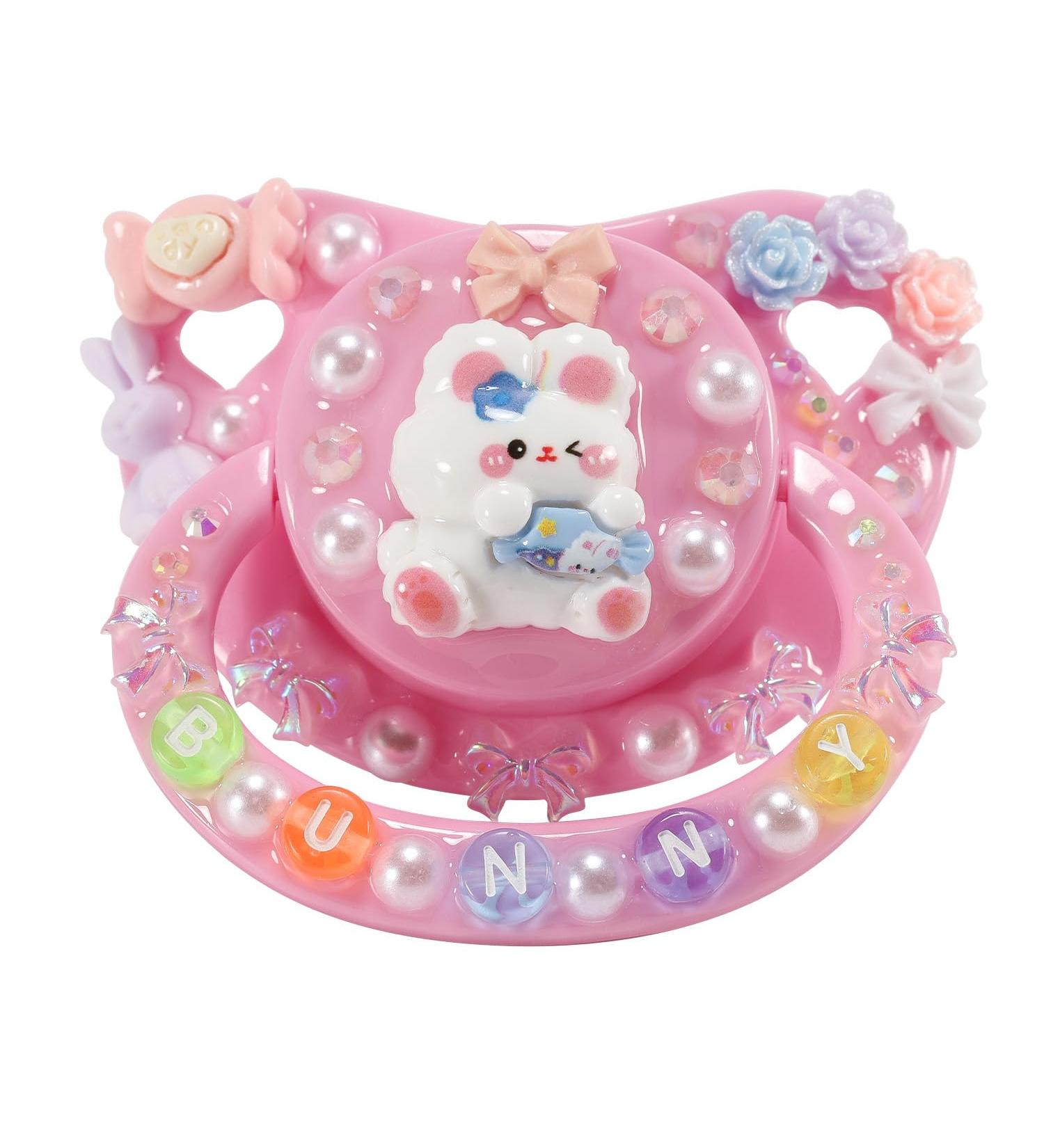 CutiePlusU Adult Sized Pacifier - Handmade Big Shield Rabbit Pink | 1 Piece for Adults - Perfect Gift - Buy Online on GoSupps.com