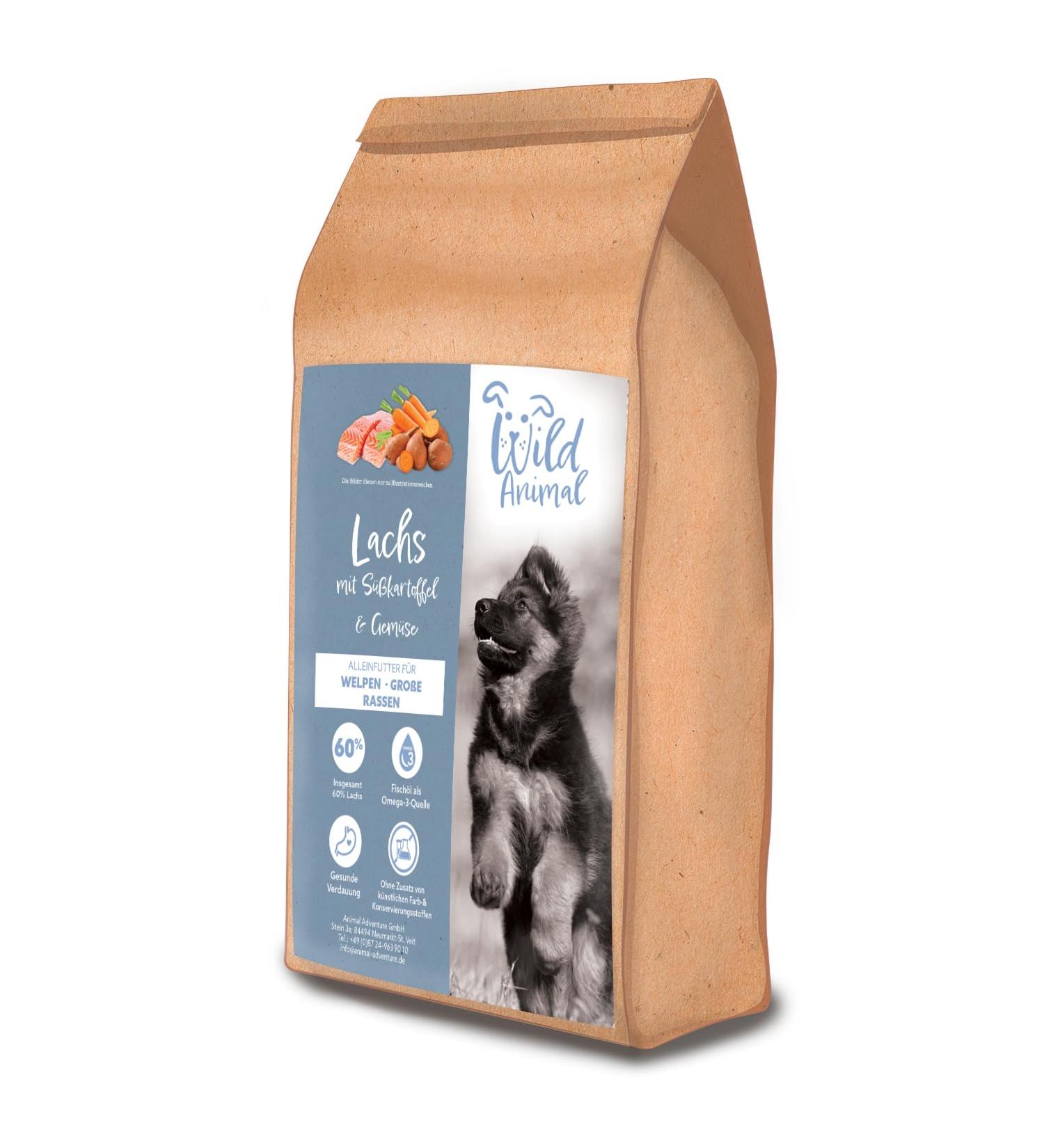 Wild Animal Whelp Premium Puppy Food Maxi Salmon with Haddock Blue Whiting Sweet Potato and Asparagus Grain Free Pack of 1 (1 x 6 kg) - Buy Online on GoSupps.com