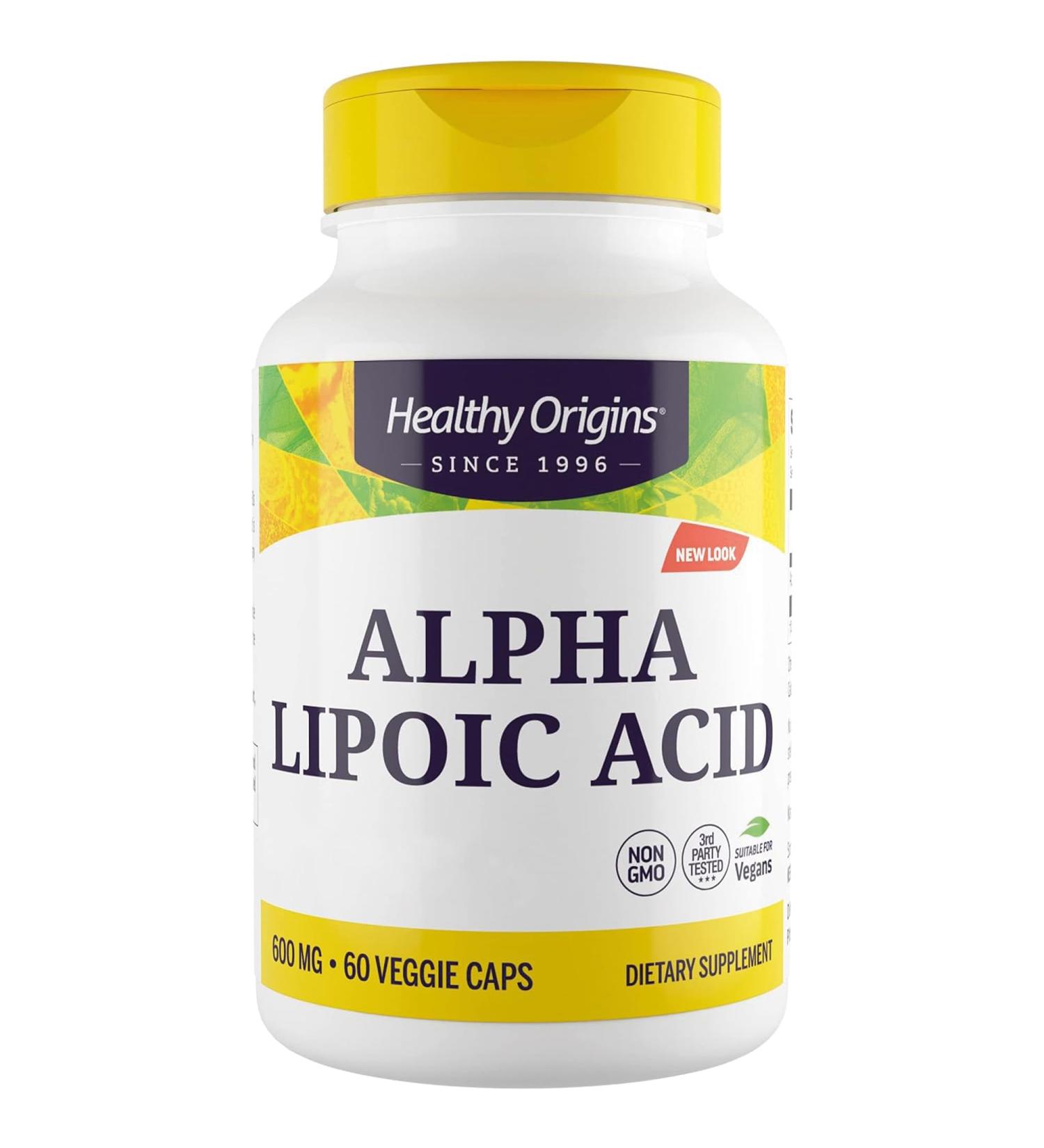 Buy Healthy Origins Alpha Lipoic Acid 600mg - Gluten-Free Non-GMO 60 Capsules - High Dose Laboratory Tested - International Shipping Available - Buy Online on GoSupps.com