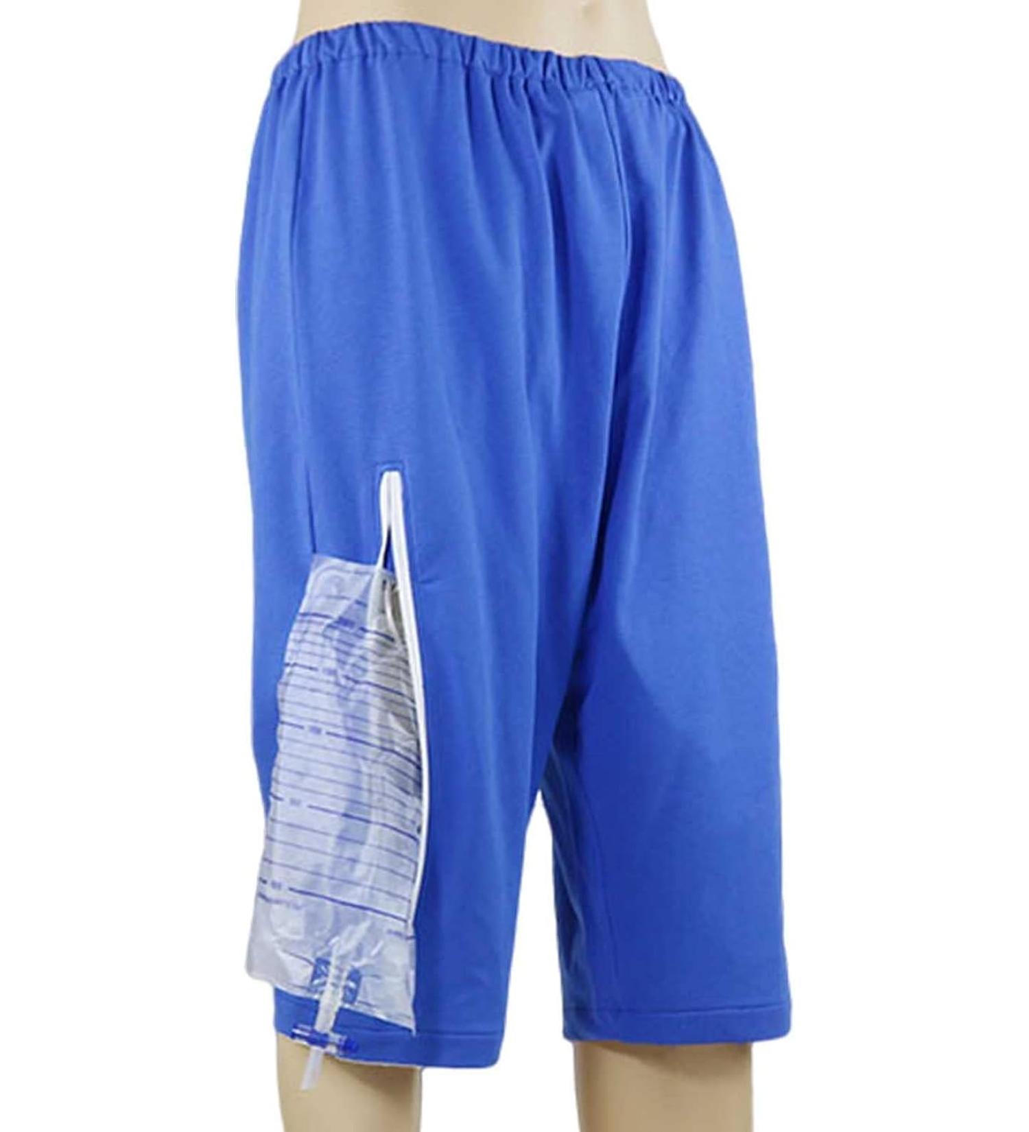 Comfortable Daily Wear Trousers & Shorts for Elderly with Urine Drainage Bag - Ostomy & Fistula Surgery Patients - XXL - XXLarge - 7 Points Blue - Buy Online on GoSupps.com